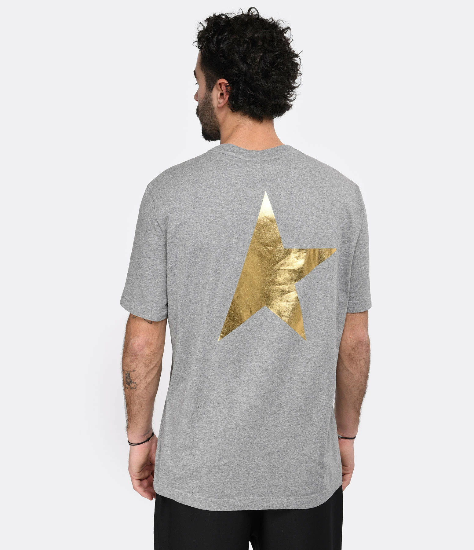 Golden Goose Tee-shirt Big Star Homme Coton Gris Doré – Image 4