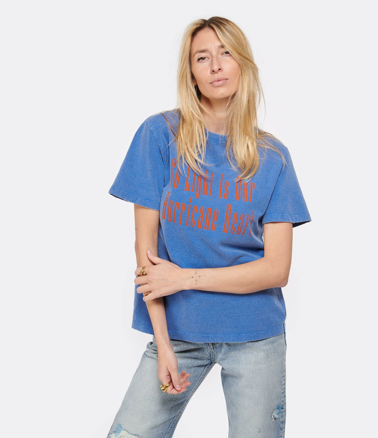 Golden Goose Tee-shirt Journey Regular Coton Bleu – Image 3