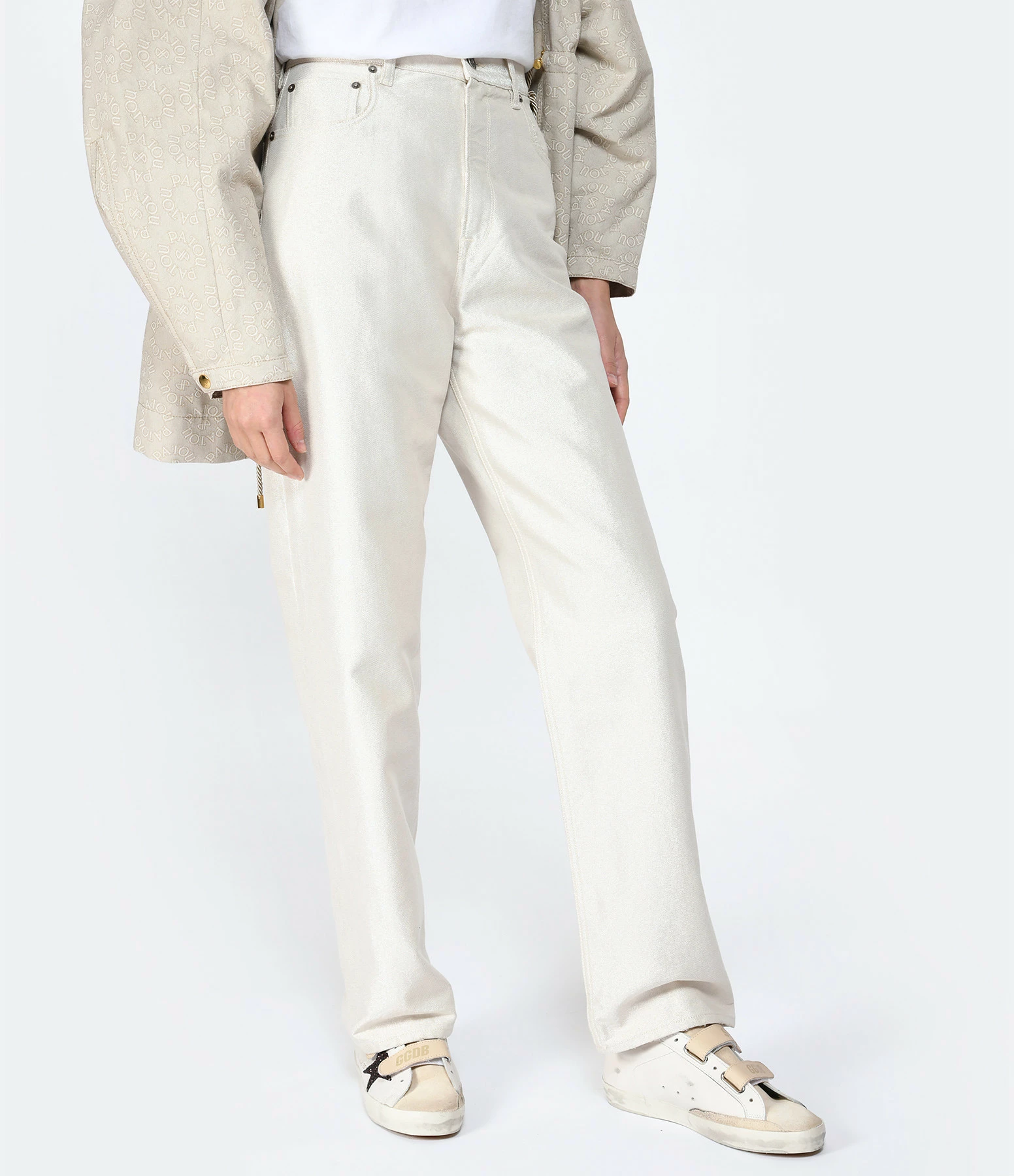 Golden Goose Jean Journey Coton Écru Doré – Image 4