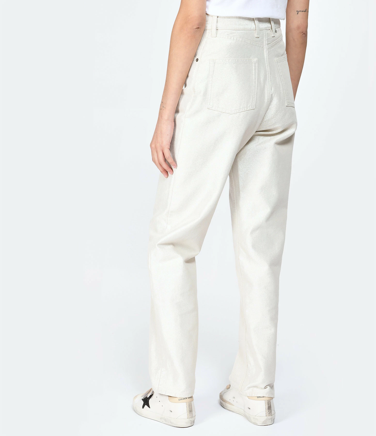 Golden Goose Jean Journey Coton Écru Doré – Image 6