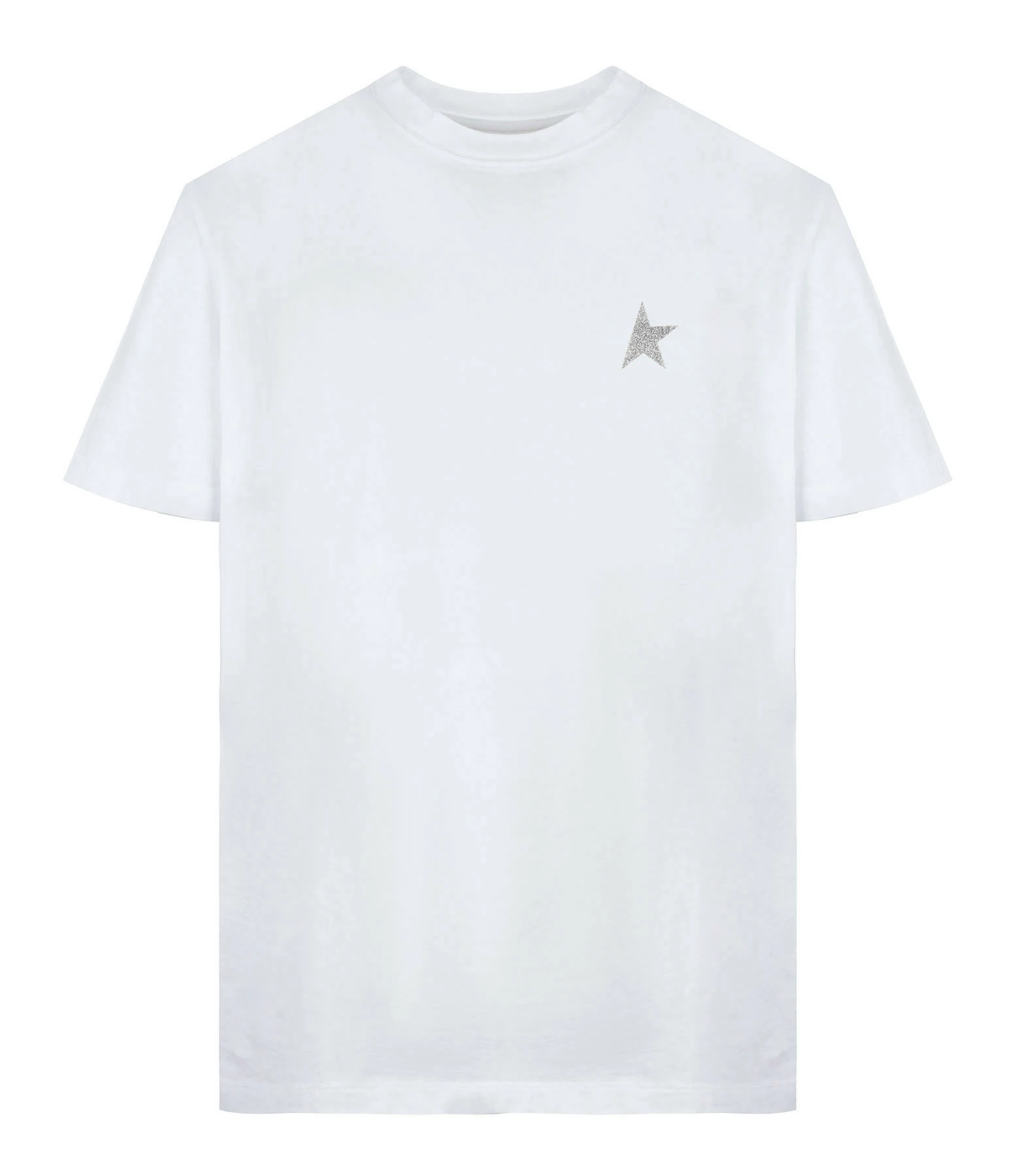 Golden Goose Tee-shirt Étoile Coton Blanc Argenté