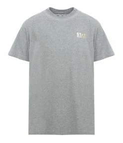 Golden Goose Tee-shirt Big Star Coton Gris Doré