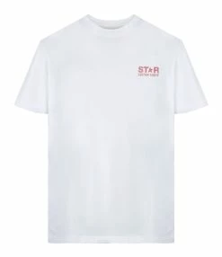 Golden Goose Tee-shirt Big Star Coton Blanc Rose
