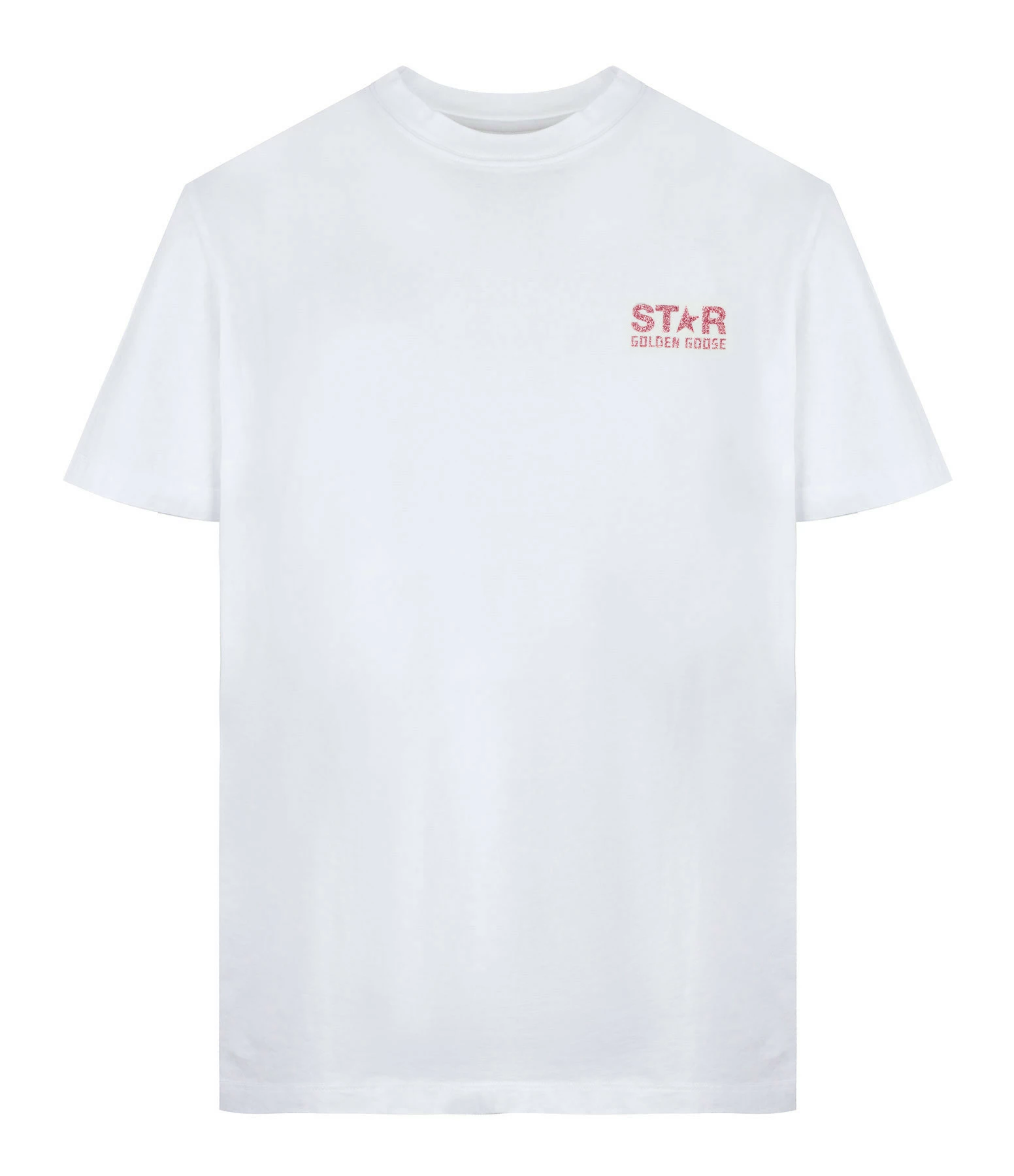 Golden Goose Tee-shirt Big Star Coton Blanc Rose