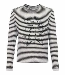 Golden Goose Tee-shirt Golden Homme Marinière Coton Bleu