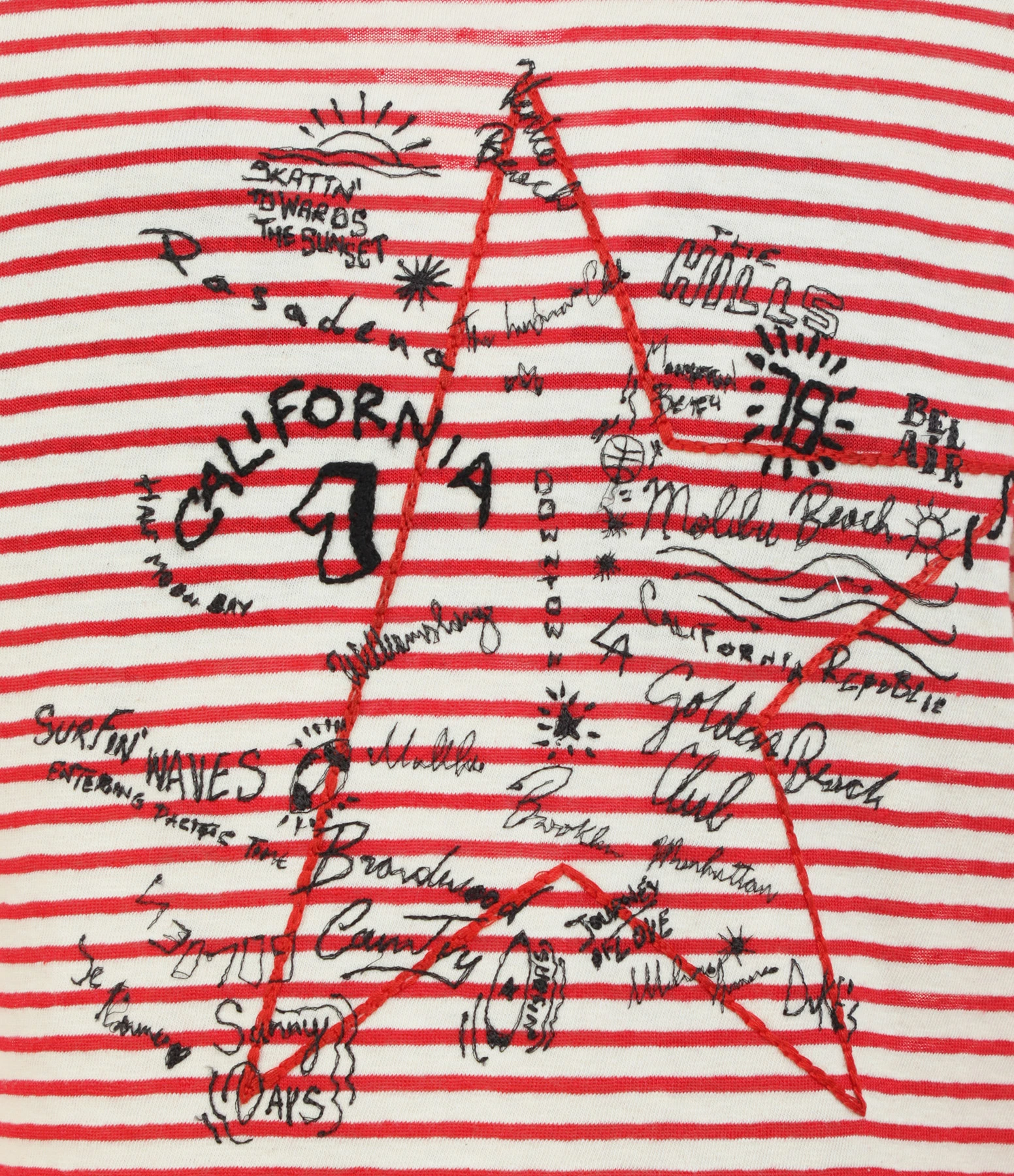 Golden Goose Tee-shirt Golden Coton Rayures Rouge Blanc – Image 2