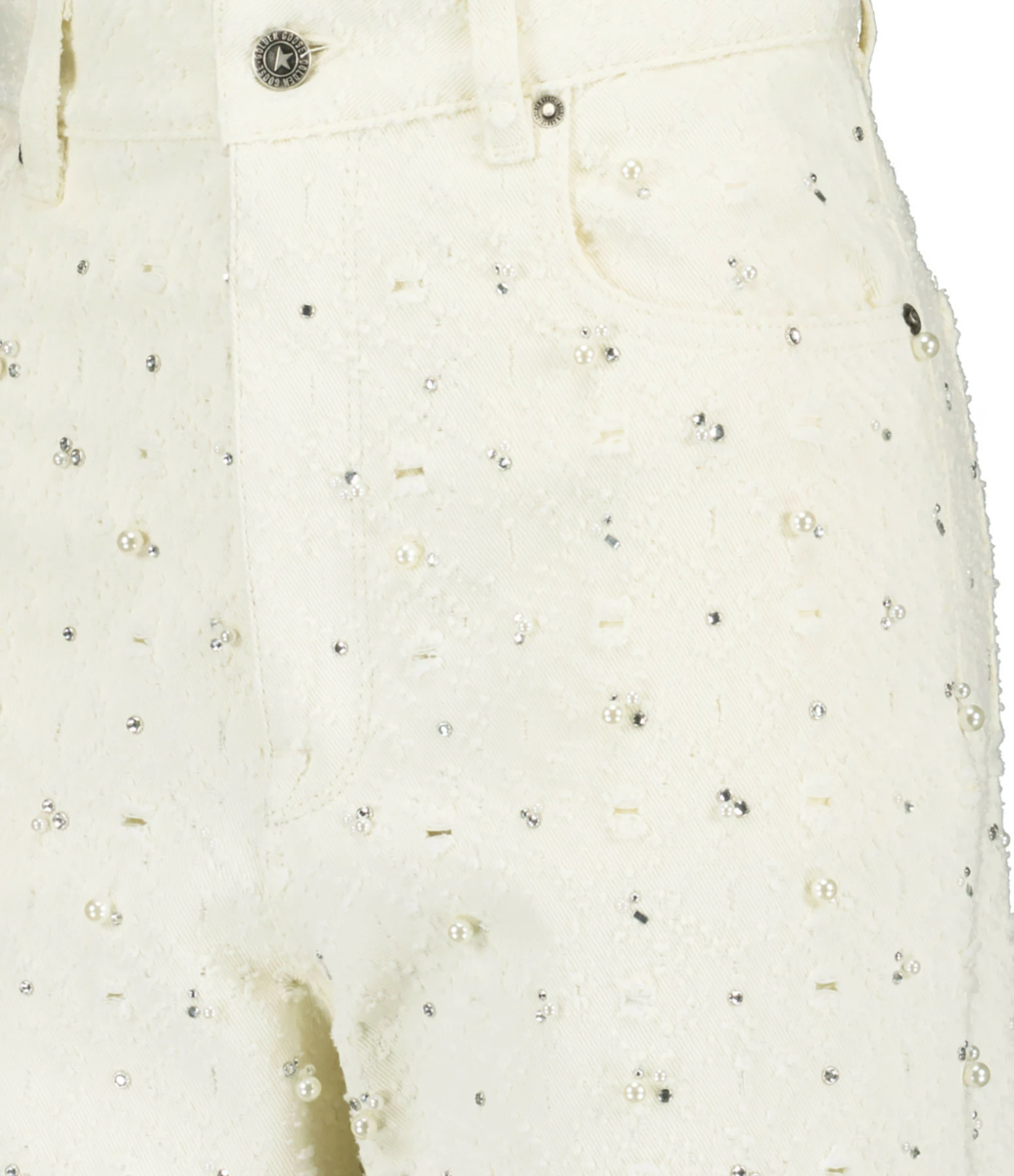 Golden Goose Jean Journey Kim Cristaux Coton Écru – Image 2