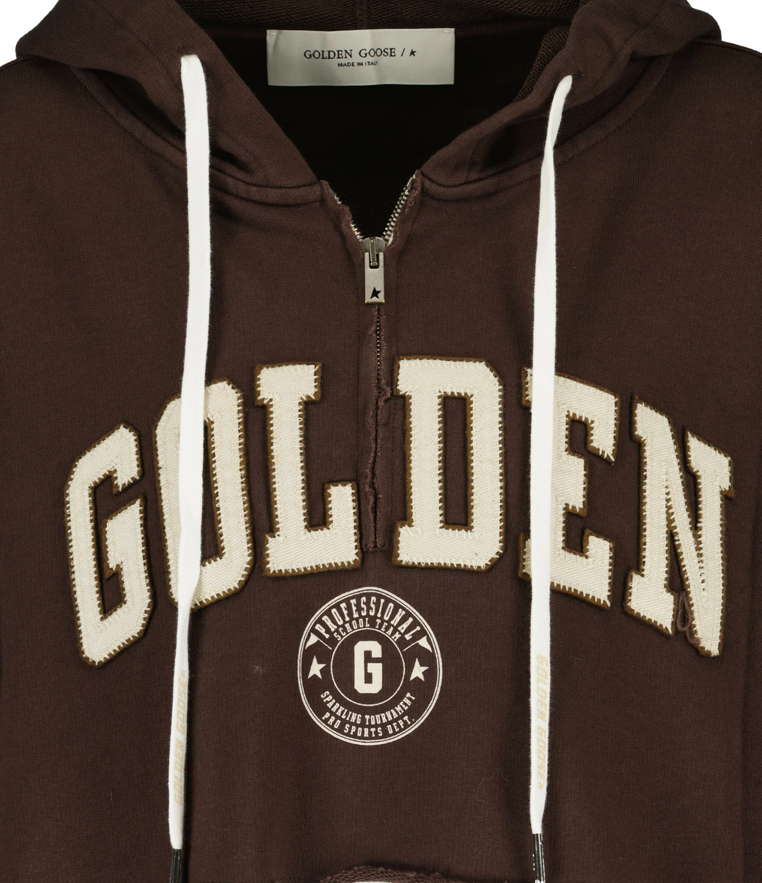 Golden Goose Sweatshirt Hoodie Journey Crop Coton Marron Café – Image 2