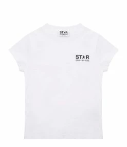 Golden Goose Tee-shirt Enfant Star Coton Blanc Noir