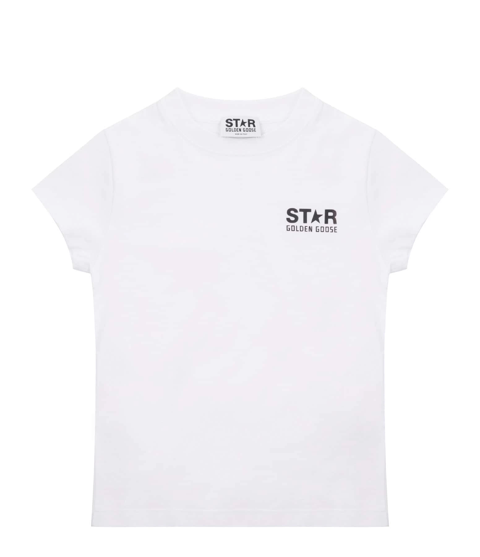 Golden Goose Tee-shirt Enfant Star Coton Blanc Noir