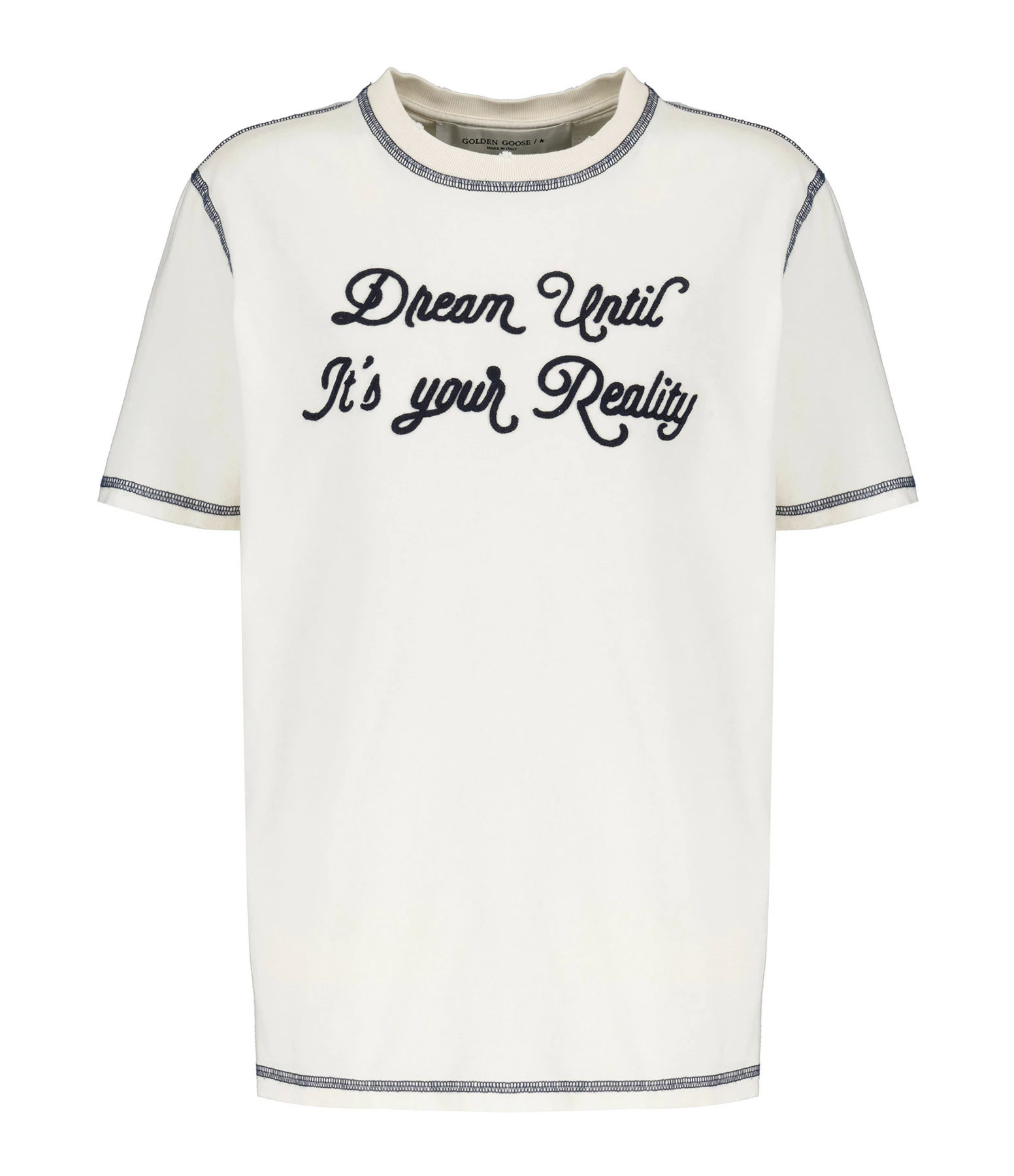 Golden Goose Tee-shirt Journey Regular Coton Écru