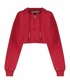 Golden Goose Crop Sweatshirt Hoodie Court Journey Coton Rouge