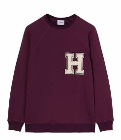 HALFBOY Sweatshirt Crew Over Patch Coton Violet