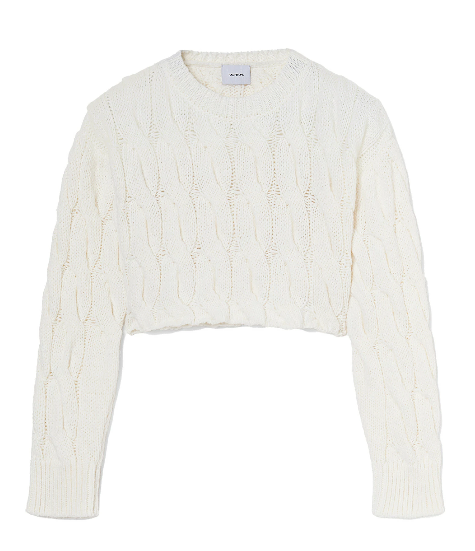 HALFBOY Pull Crew Cable Laine Crème