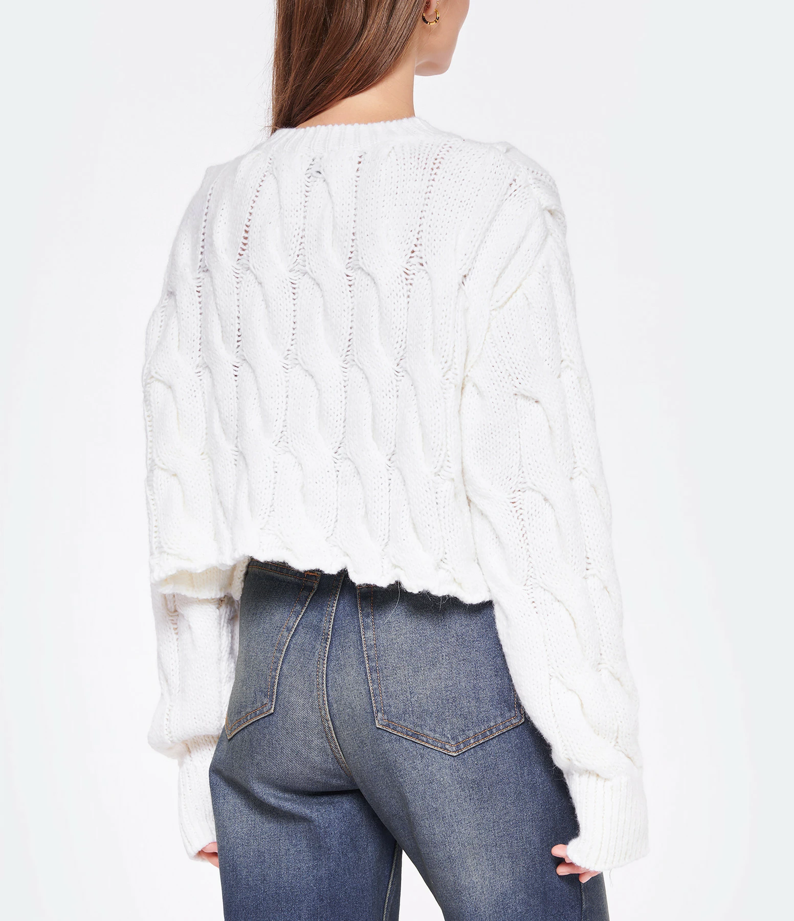 HALFBOY Pull Crew Cable Laine Crème – Image 4