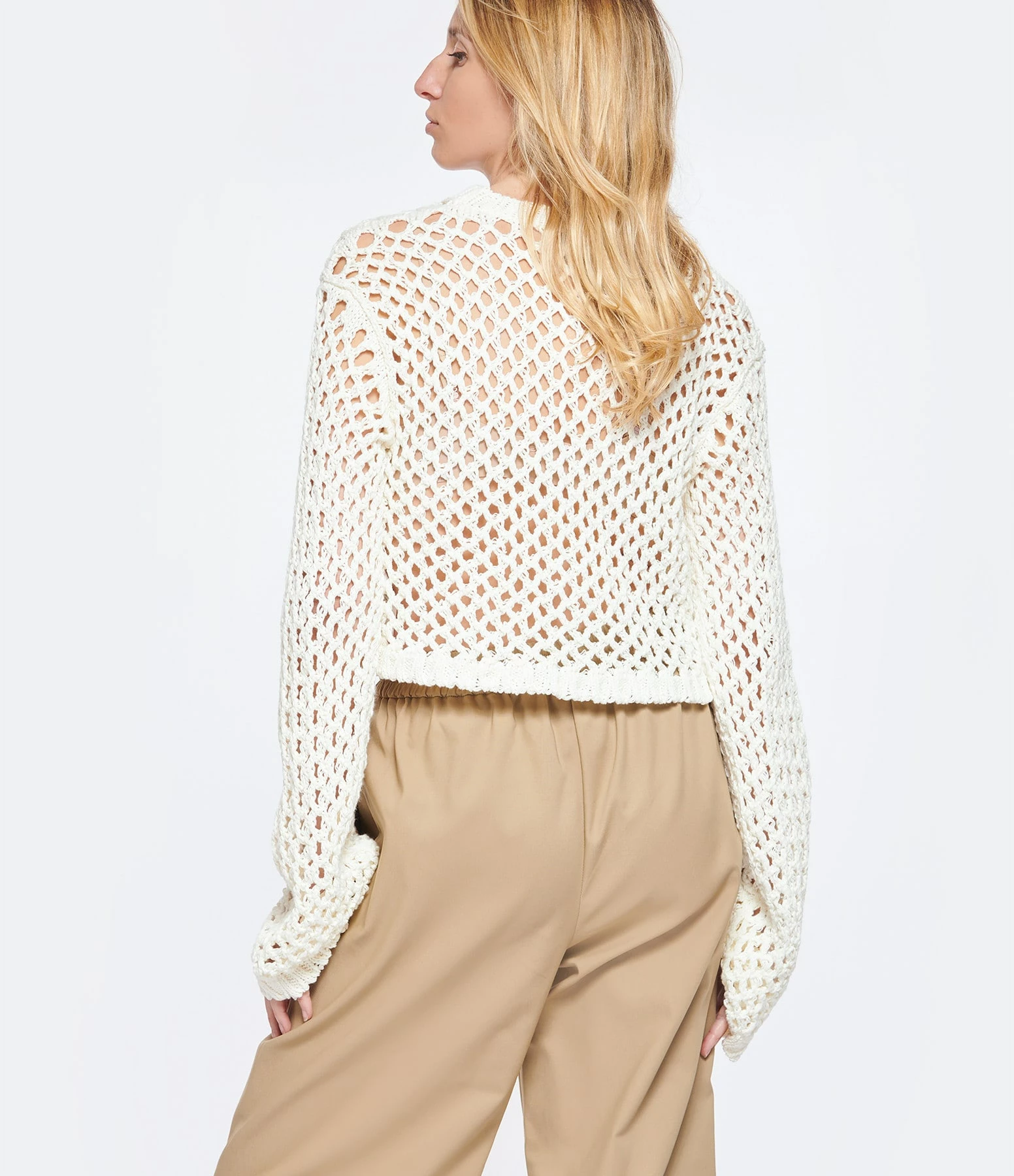 HALFBOY Pull Résille Coton Crème – Image 4