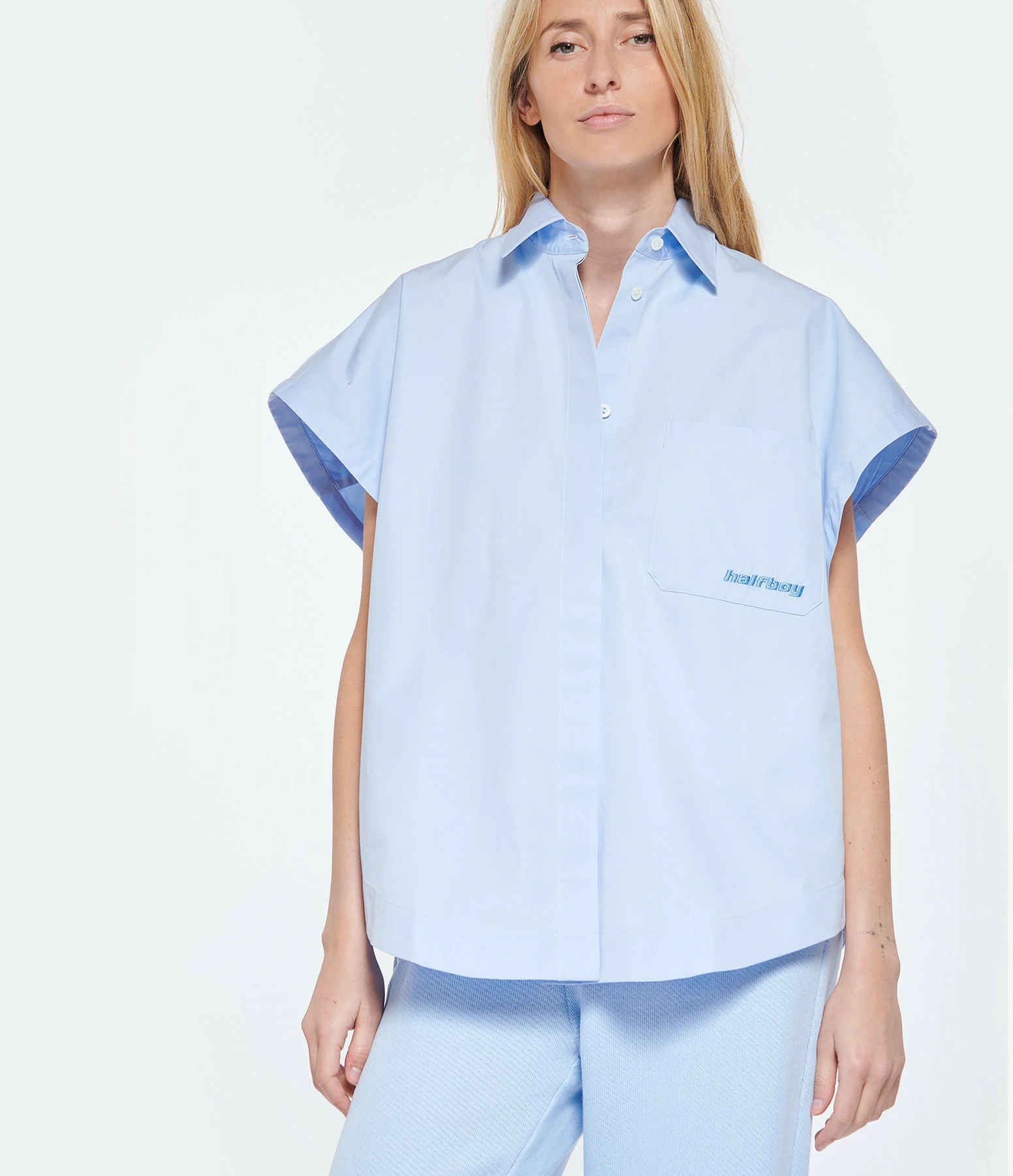 HALFBOY Chemise Sans Manches Coton Baby Blue – Image 2