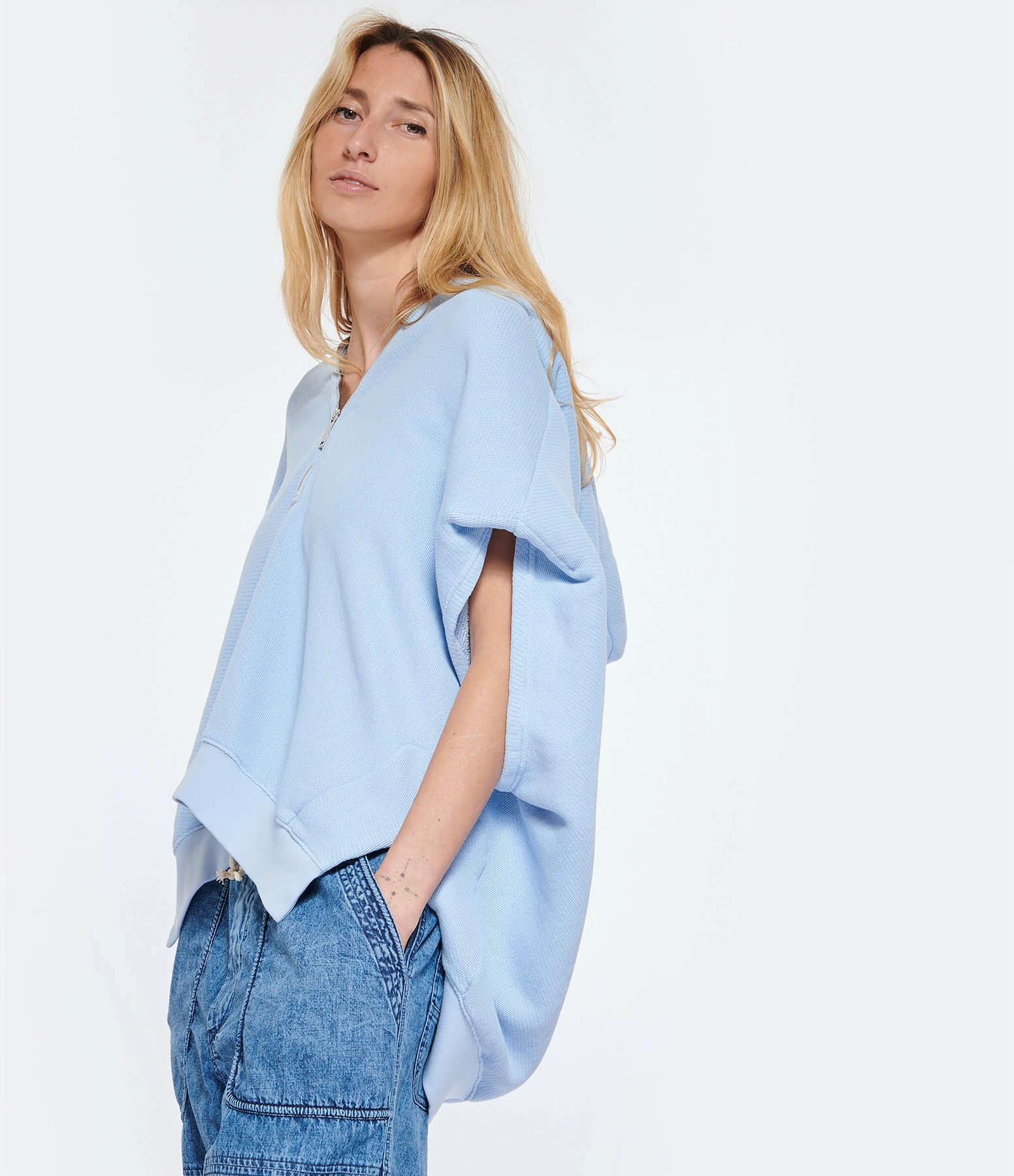 HALFBOY Sweatshirt Sans Manches Coton Baby Blue – Image 2