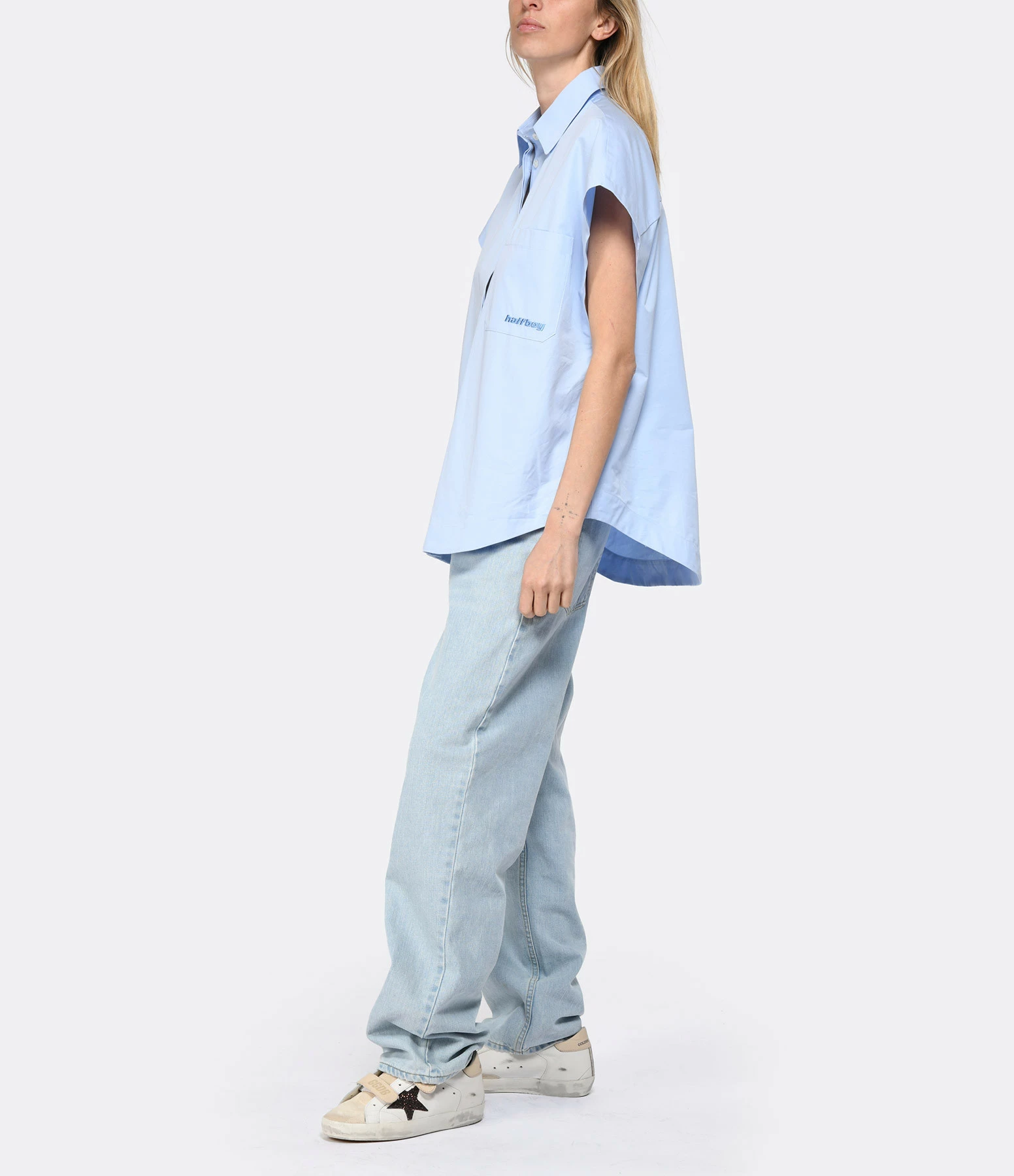 HALFBOY Chemise Sans Manches Coton Baby Blue – Image 3