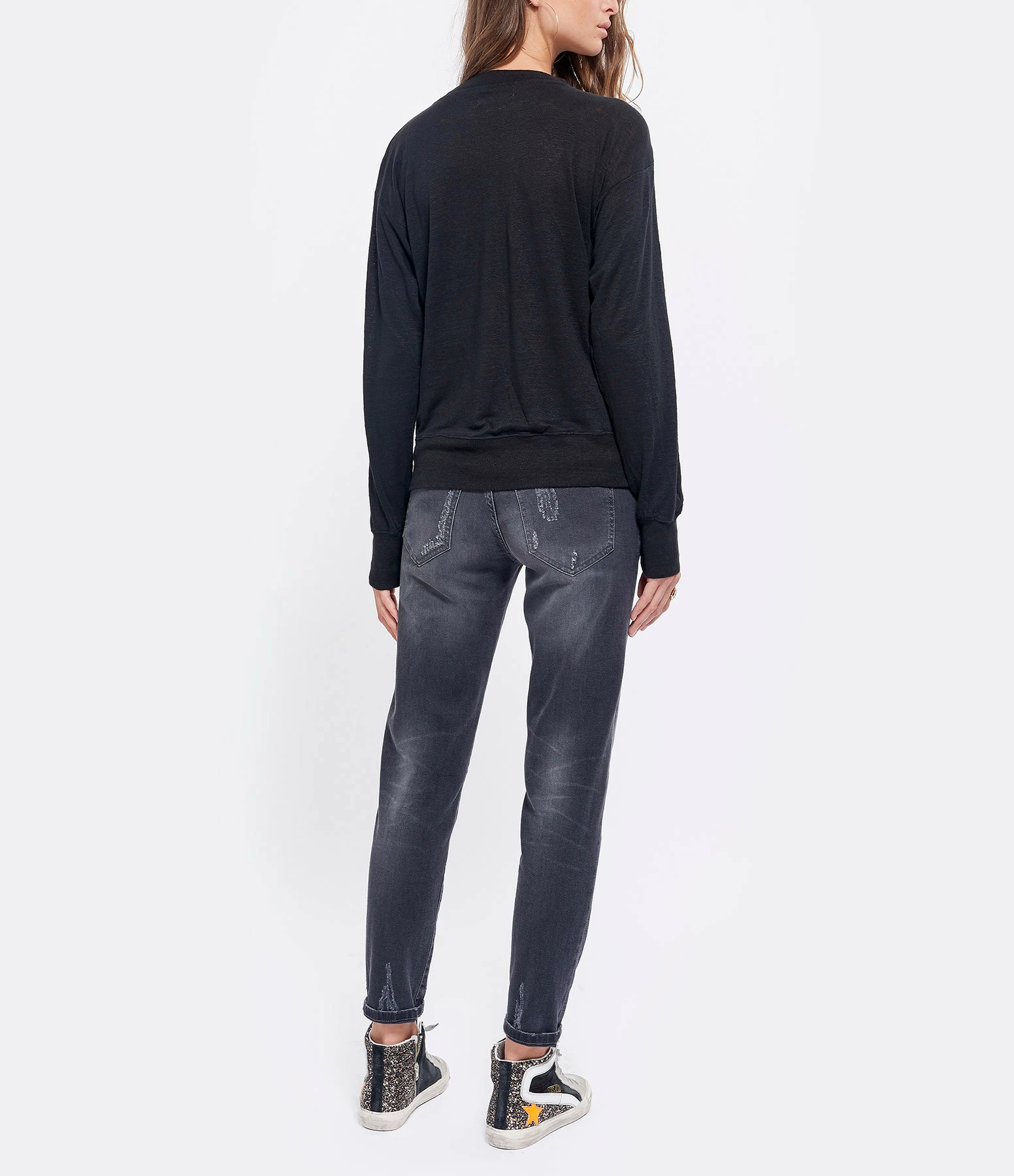 MARANT ÉTOILE Tee-shirt Klowia Lin Noir Argenté Rose – Image 4