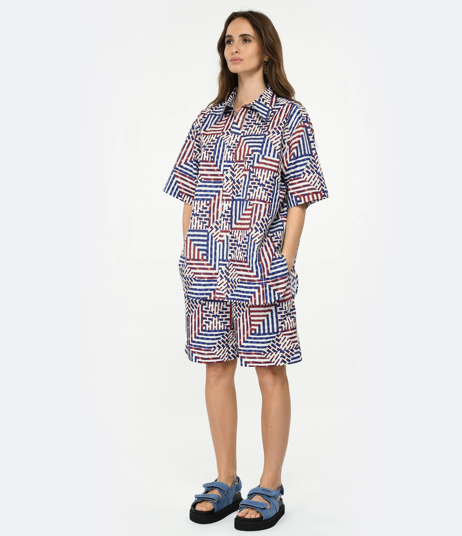 Isabel Marant Chemise Homme Ebilio Coton Bleu Rouge – Image 6