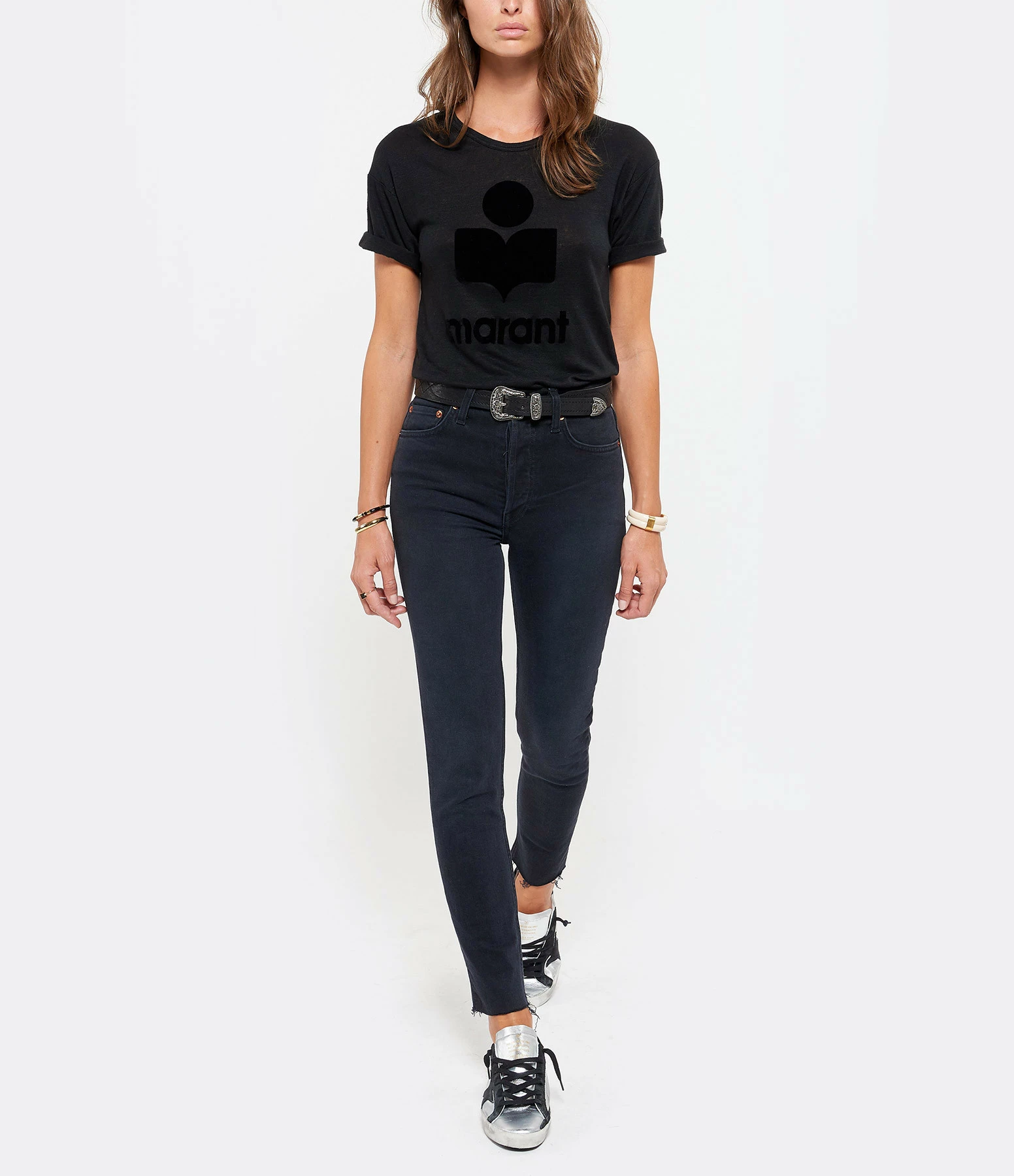 MARANT ÉTOILE Tee-shirt Koldi Logo Lin Noir – Image 5