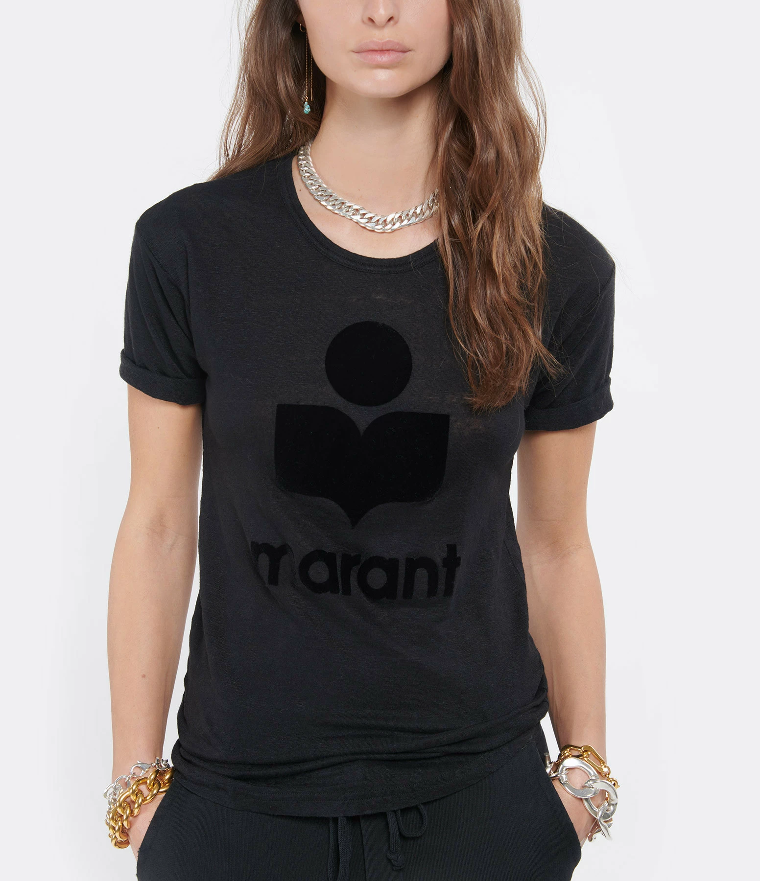 MARANT ÉTOILE Tee-shirt Koldi Logo Lin Noir – Image 3