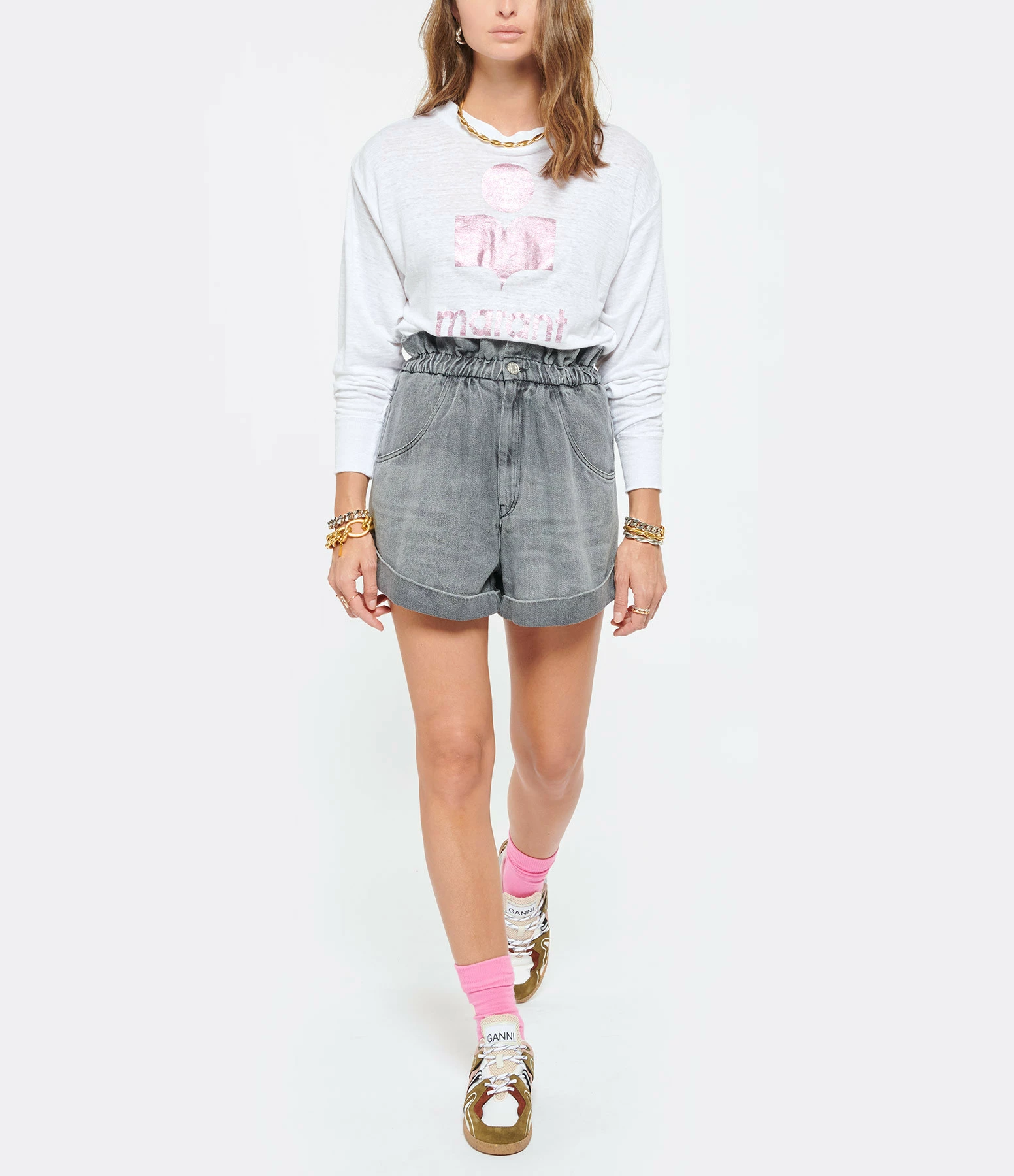 MARANT ÉTOILE Tee-shirt Klowia Lin Blanc Rose – Image 6