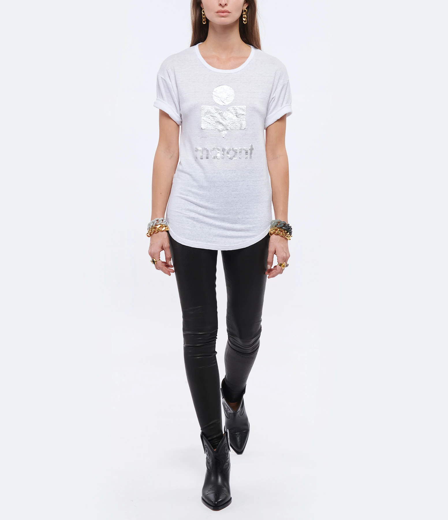 MARANT ÉTOILE Tee-shirt Koldi Lin Blanc Argenté – Image 4