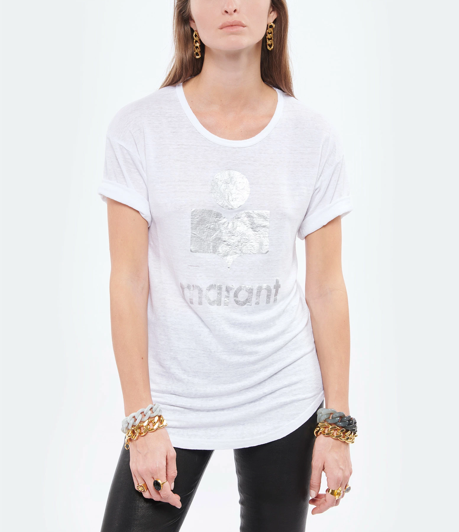 MARANT ÉTOILE Tee-shirt Koldi Lin Blanc Argenté – Image 3