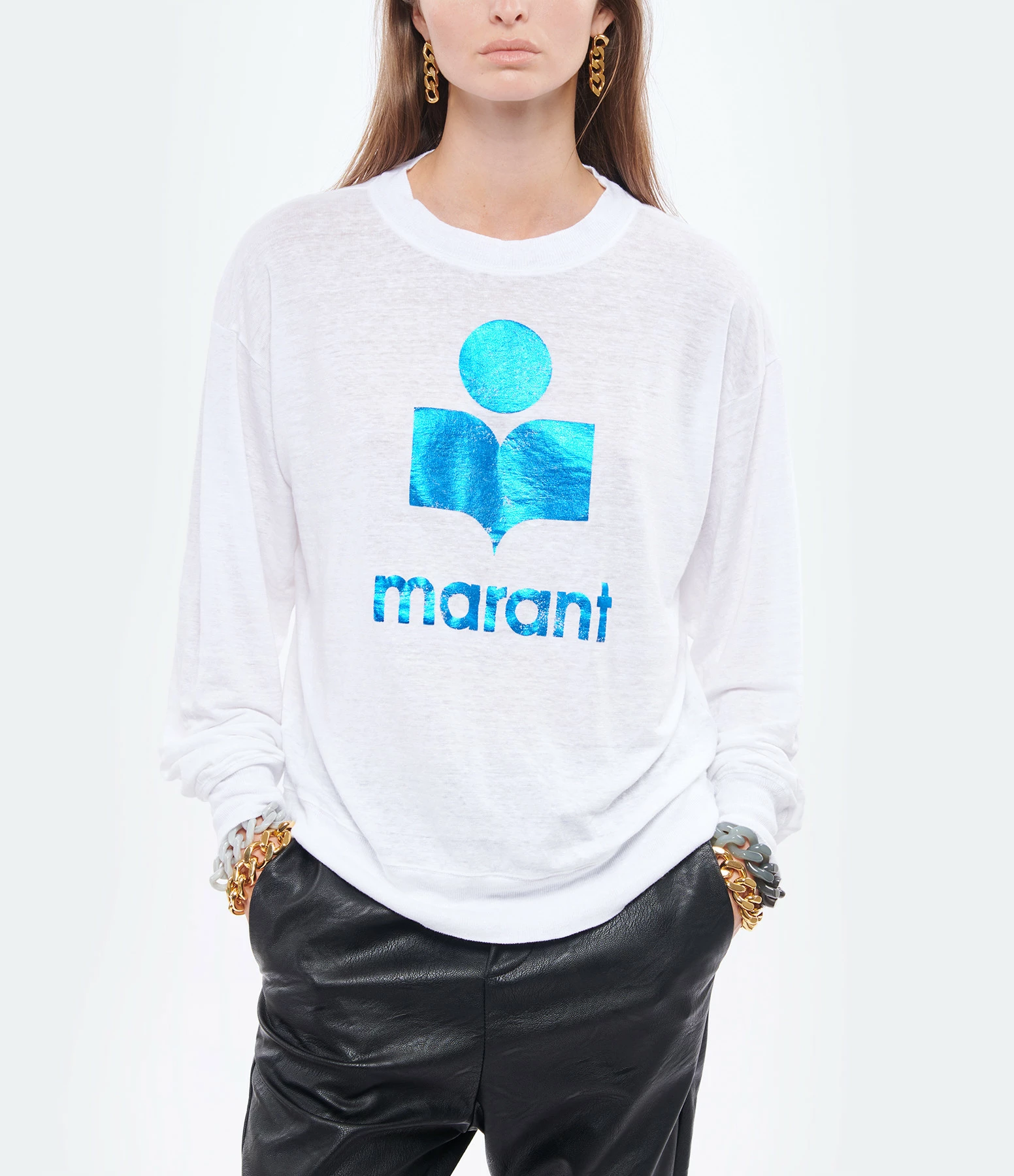 MARANT ÉTOILE Tee-shirt Klowia Lin Blanc Bleu – Image 3