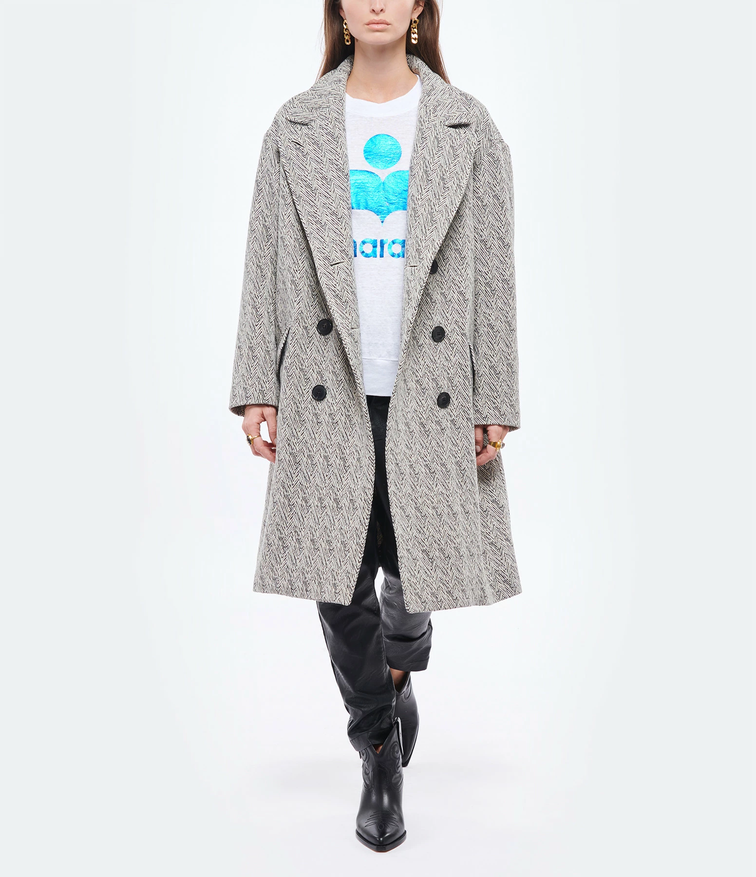 MARANT ÉTOILE Tee-shirt Klowia Lin Blanc Bleu – Image 6