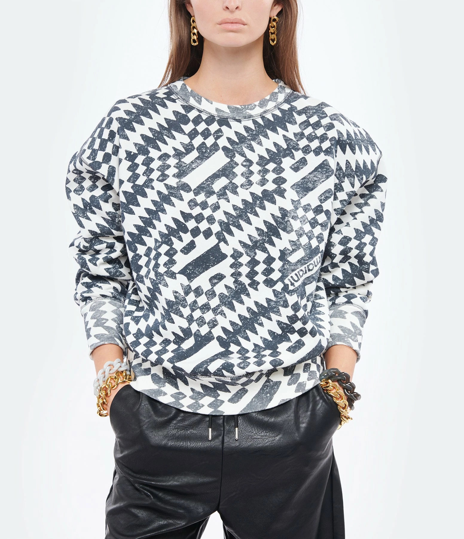 MARANT ÉTOILE Sweatshirt Mobyli Coton Imprimé Écru Noir – Image 3