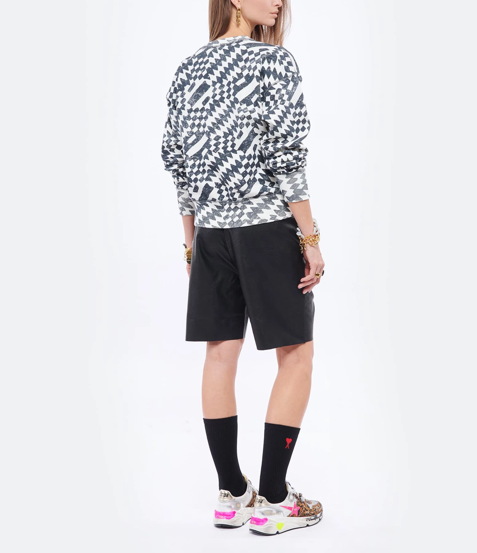 MARANT ÉTOILE Sweatshirt Mobyli Coton Imprimé Écru Noir – Image 5