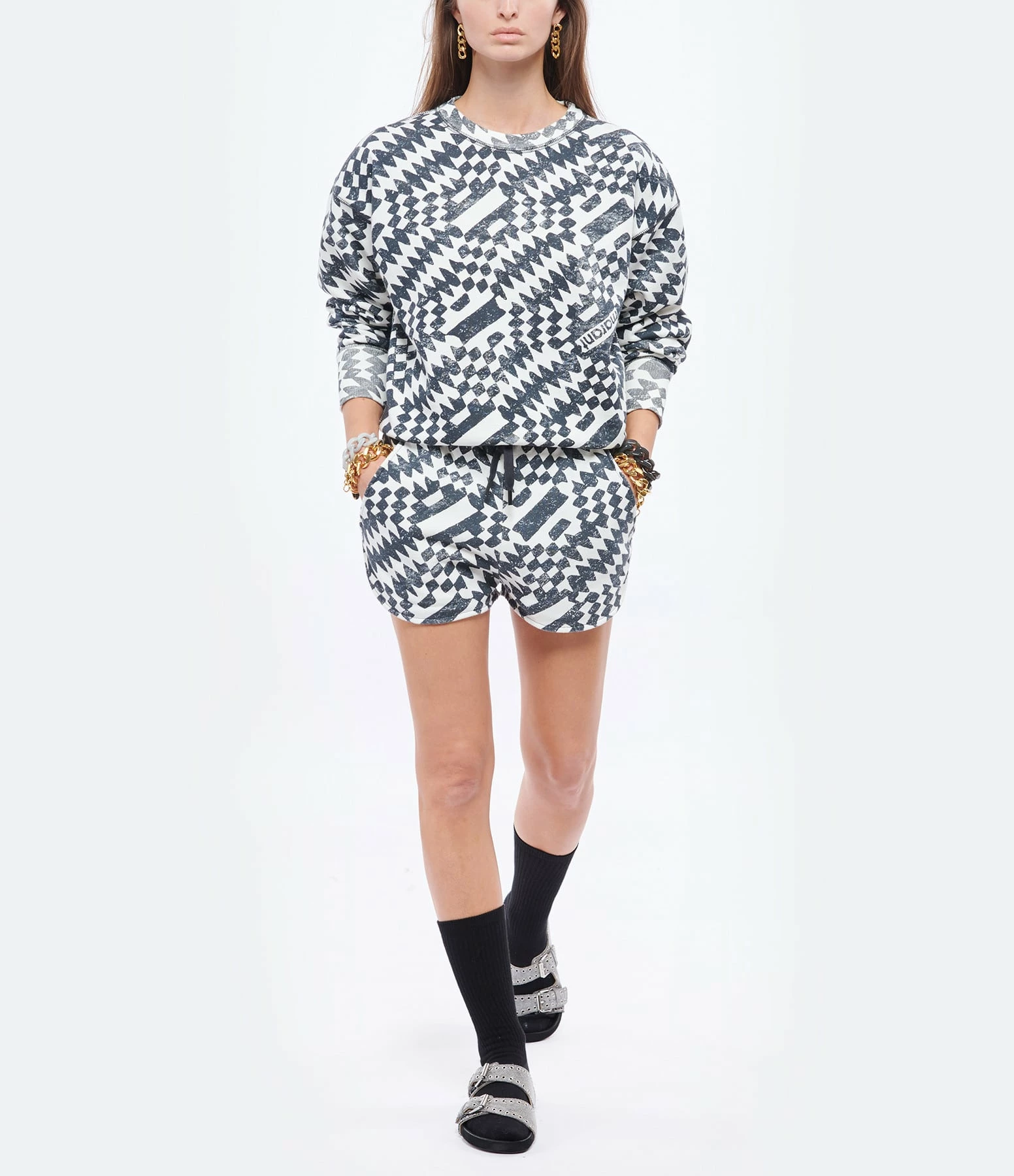 MARANT ÉTOILE Sweatshirt Mobyli Coton Imprimé Écru Noir – Image 6