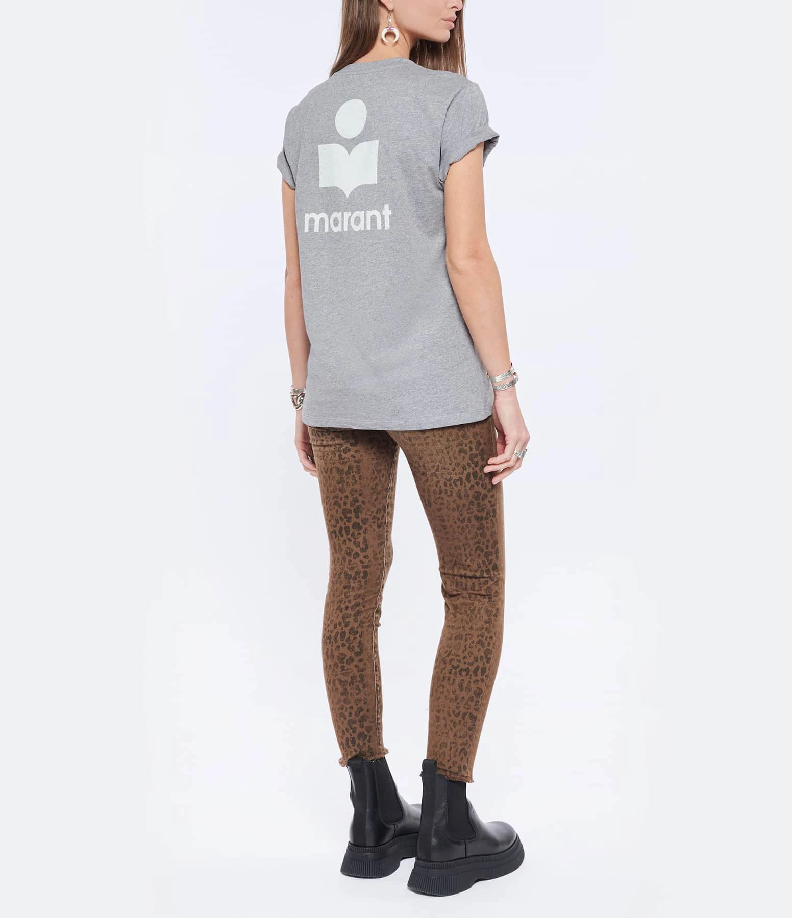 MARANT ÉTOILE Tee-shirt Zewel Coton Organique Gris Écru – Image 6