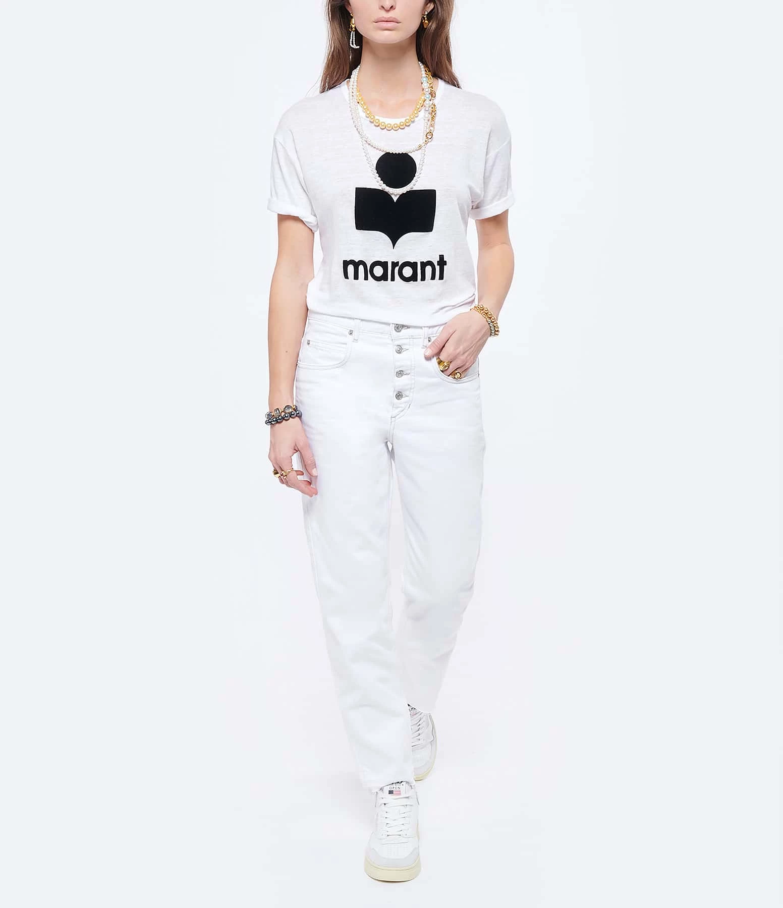 MARANT ÉTOILE Tee-shirt Koldi Lin Blanc Noir – Image 6