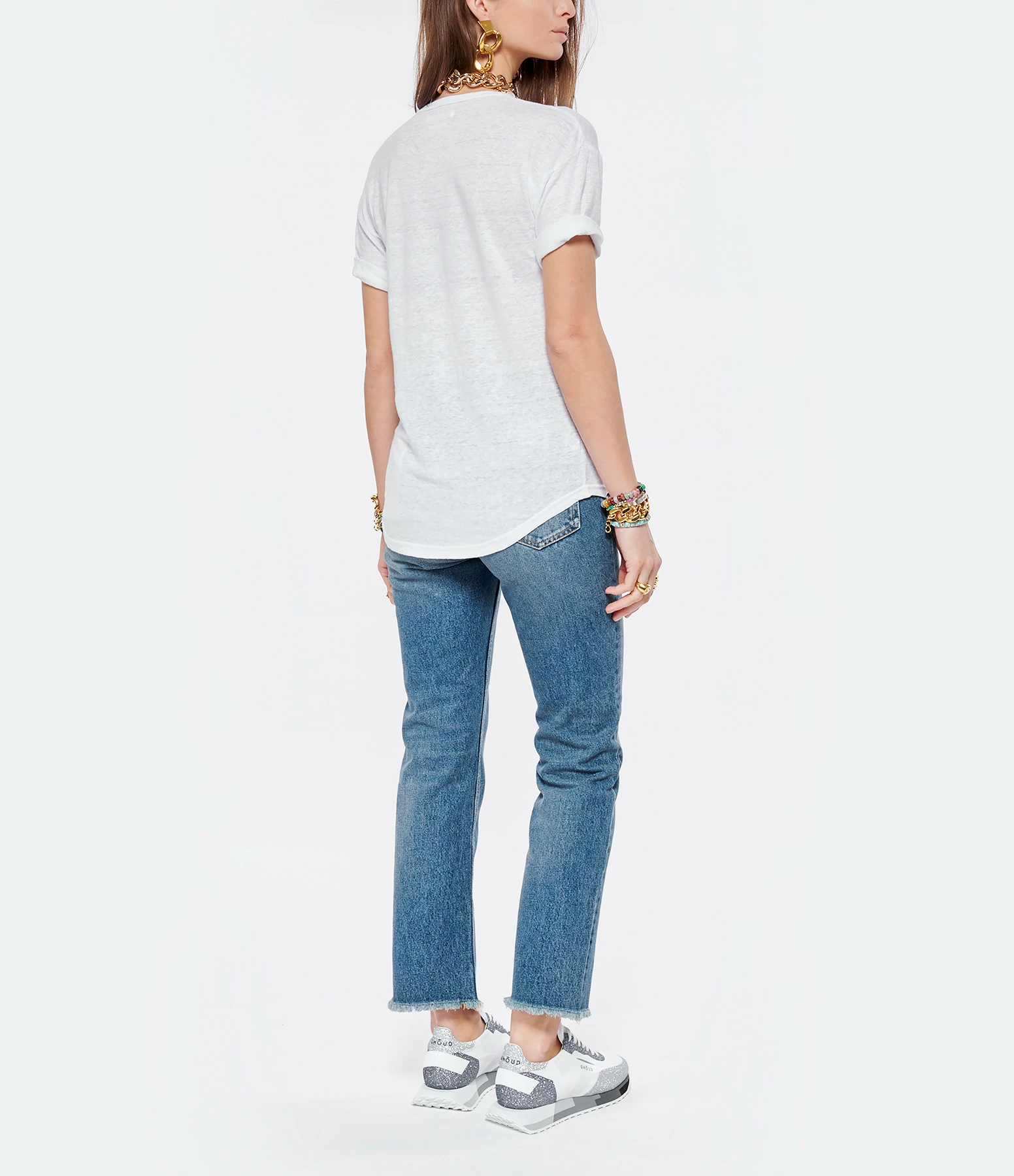 MARANT ÉTOILE Tee-shirt Koldi Lin Blanc Bleu – Image 5