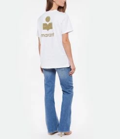 MARANT ÉTOILE Tee-shirt Zewel Coton Organique Blanc Kaki 10 MARANT ÉTOILE Tee-shirt Zewel Coton Organique Blanc Kaki -Boutique de vente ZIMMERMANN imare look20220518 131