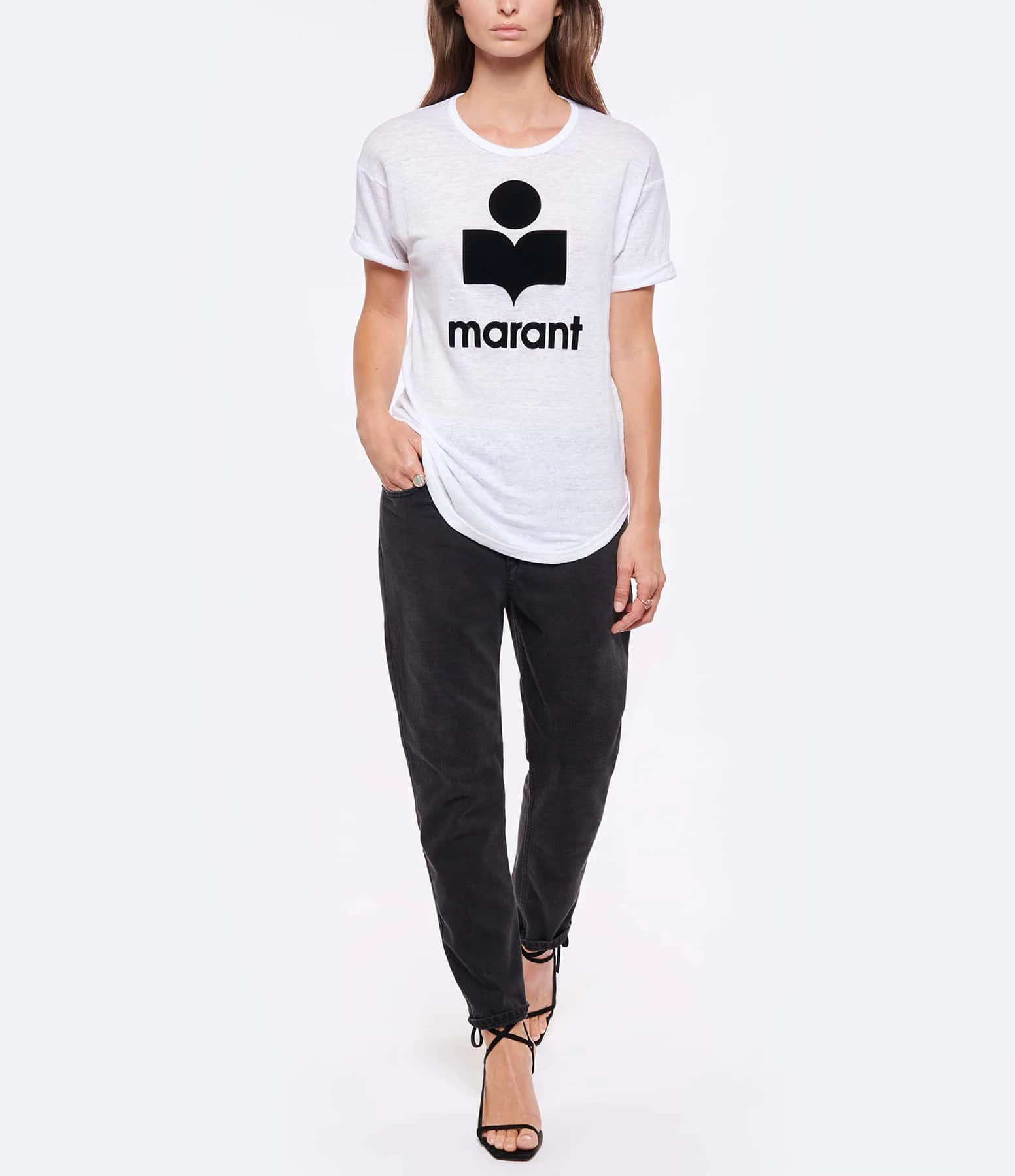MARANT ÉTOILE Tee-shirt Koldi Lin Blanc Noir – Image 4