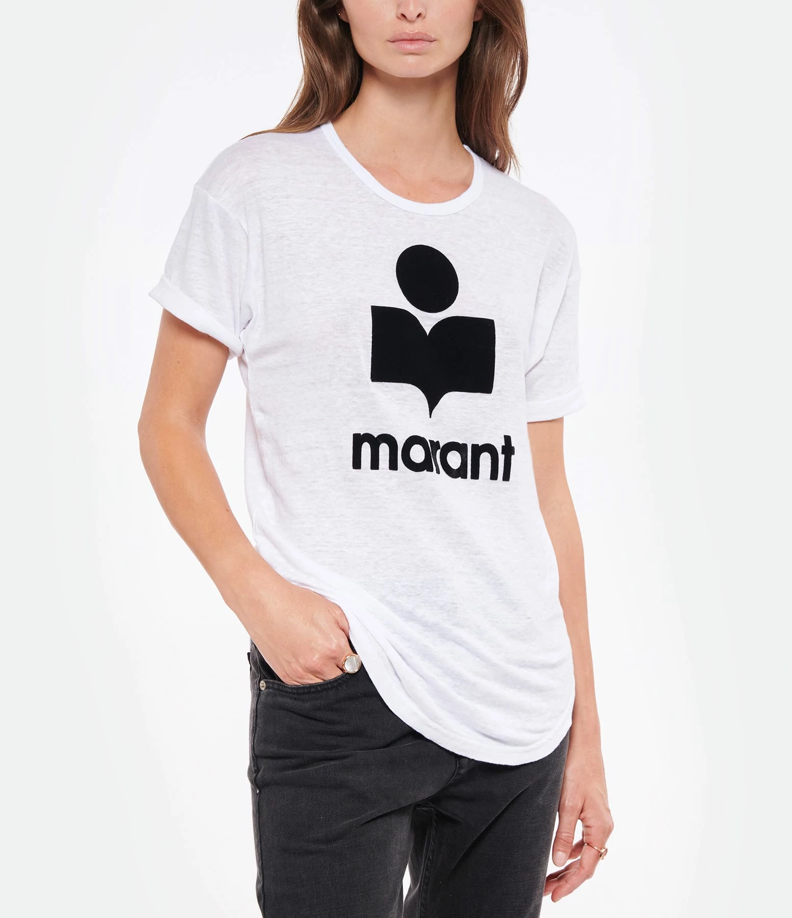 MARANT ÉTOILE Tee-shirt Koldi Lin Blanc Noir – Image 3