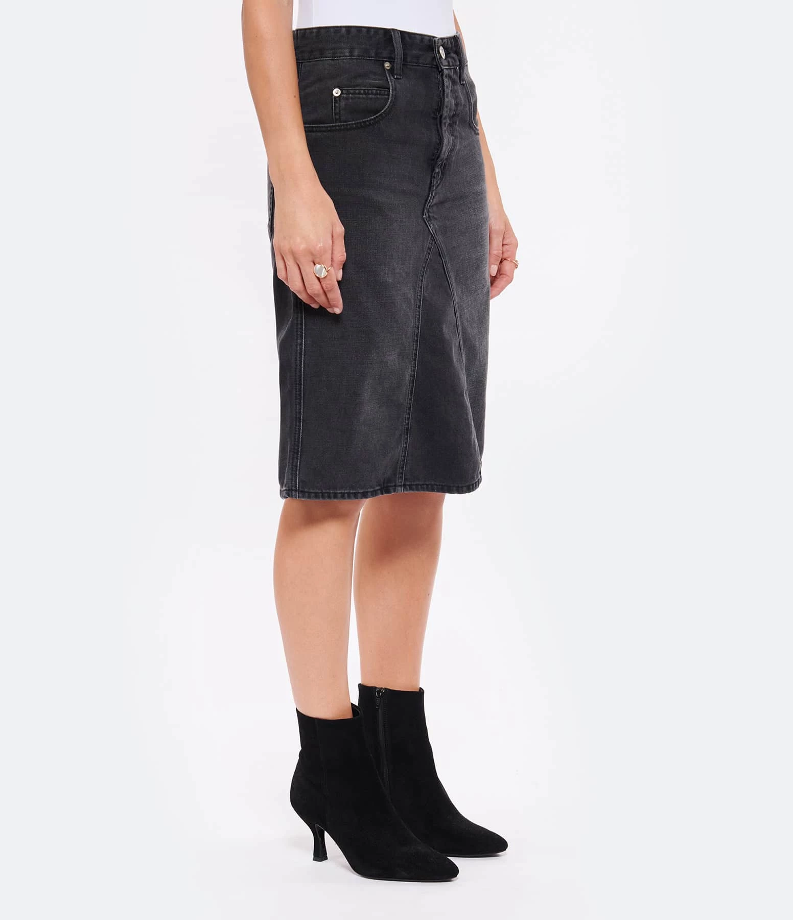 MARANT ÉTOILE Jupe Fiali Coton Noir Délavé – Image 4