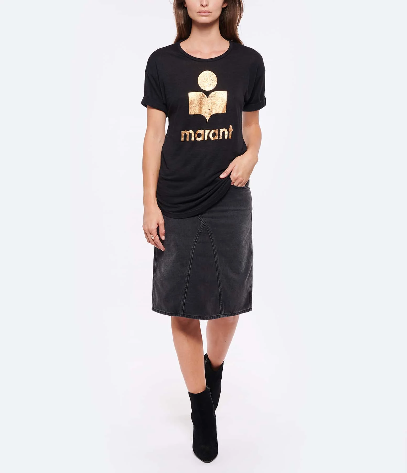 MARANT ÉTOILE Jupe Fiali Coton Noir Délavé – Image 6