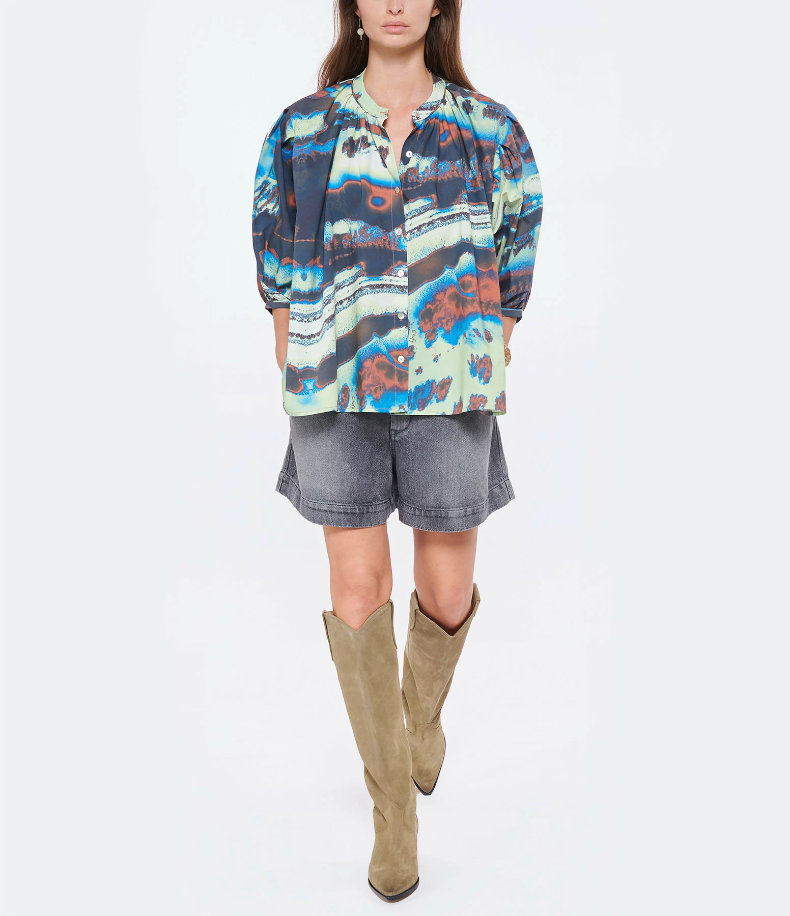 MARANT ÉTOILE Short Titea Coton Gris – Image 7