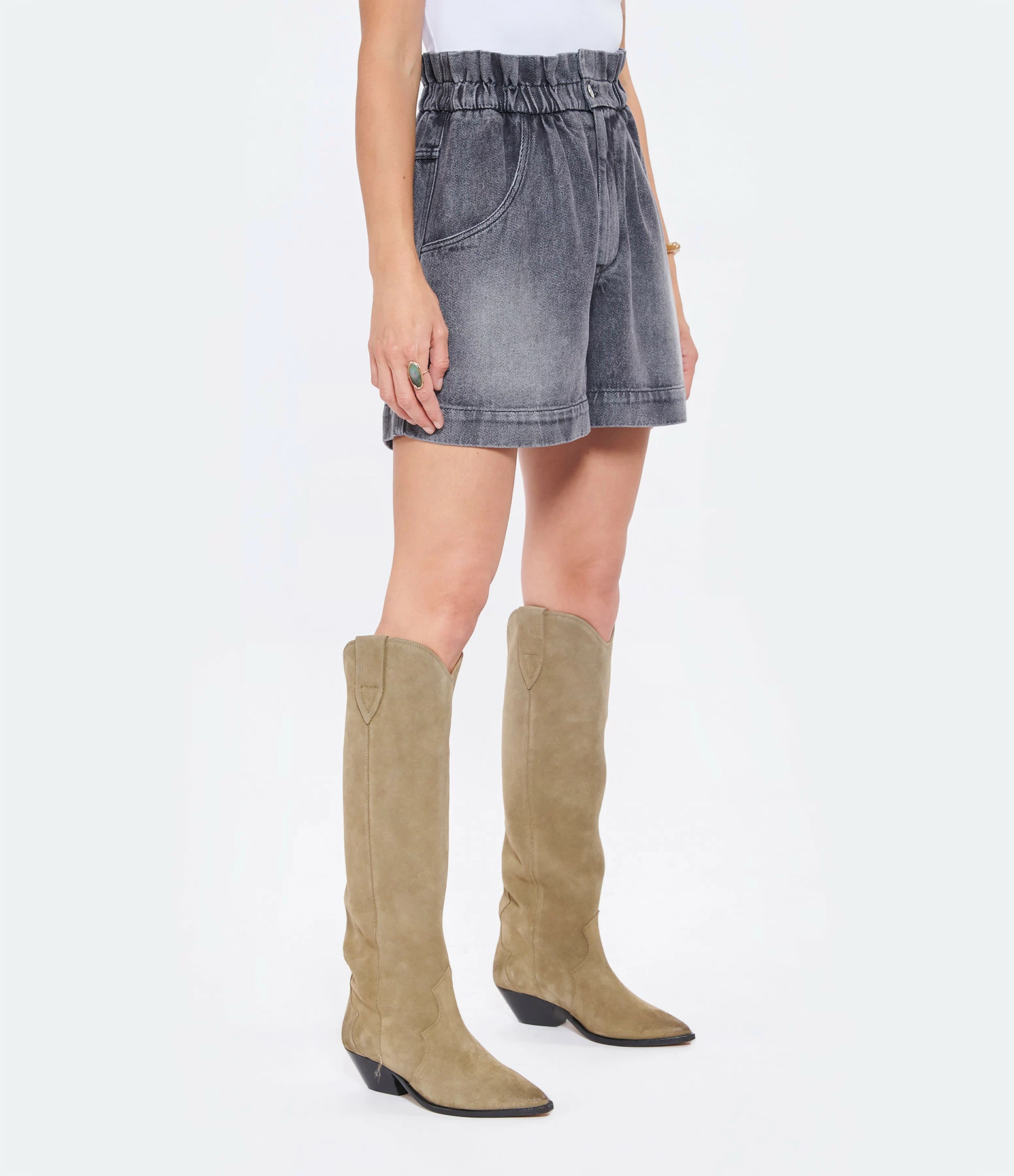 MARANT ÉTOILE Short Titea Coton Gris – Image 4