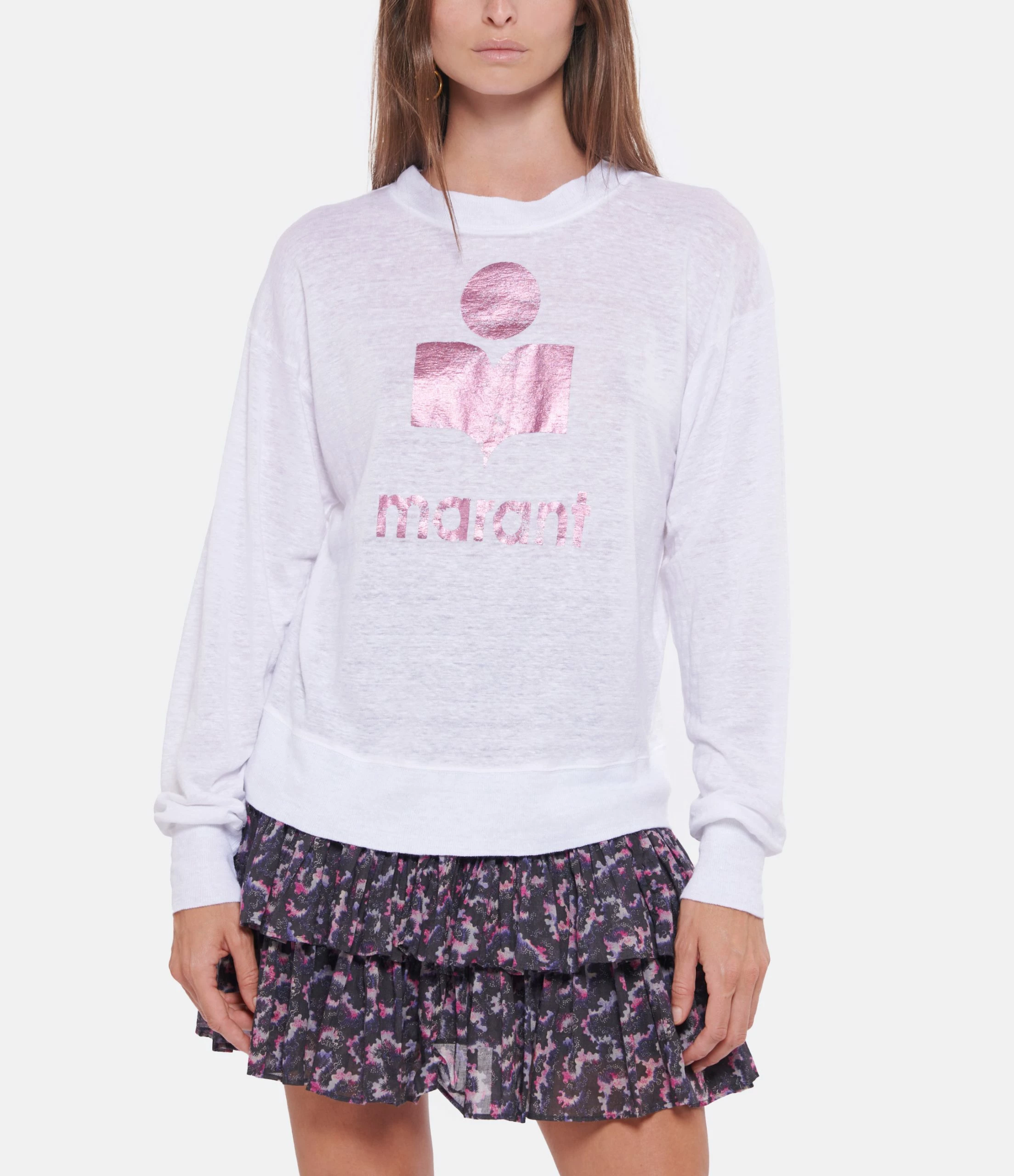 MARANT ÉTOILE Tee-shirt Klowia Lin Blanc Rose – Image 3