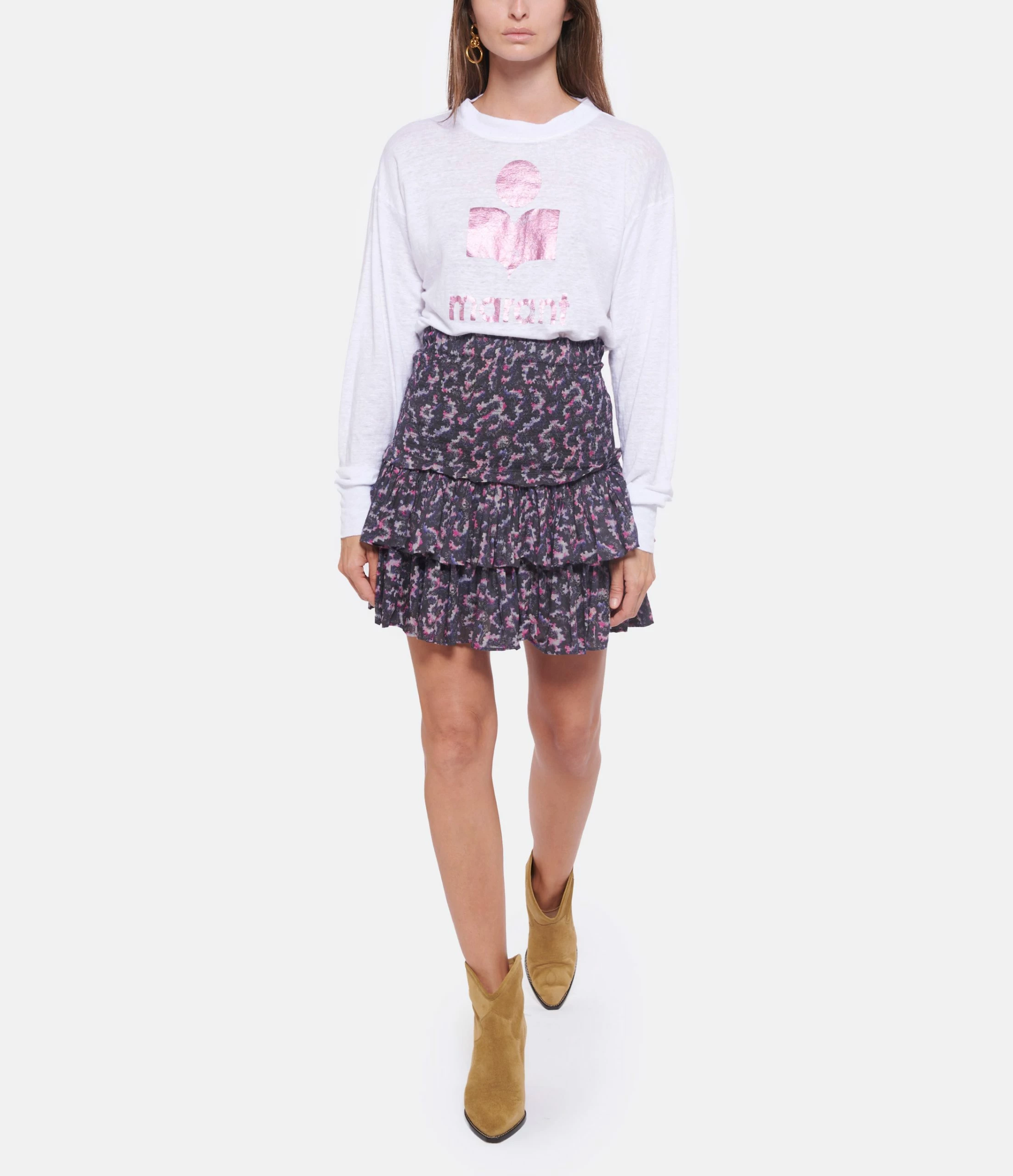 MARANT ÉTOILE Tee-shirt Klowia Lin Blanc Rose – Image 4