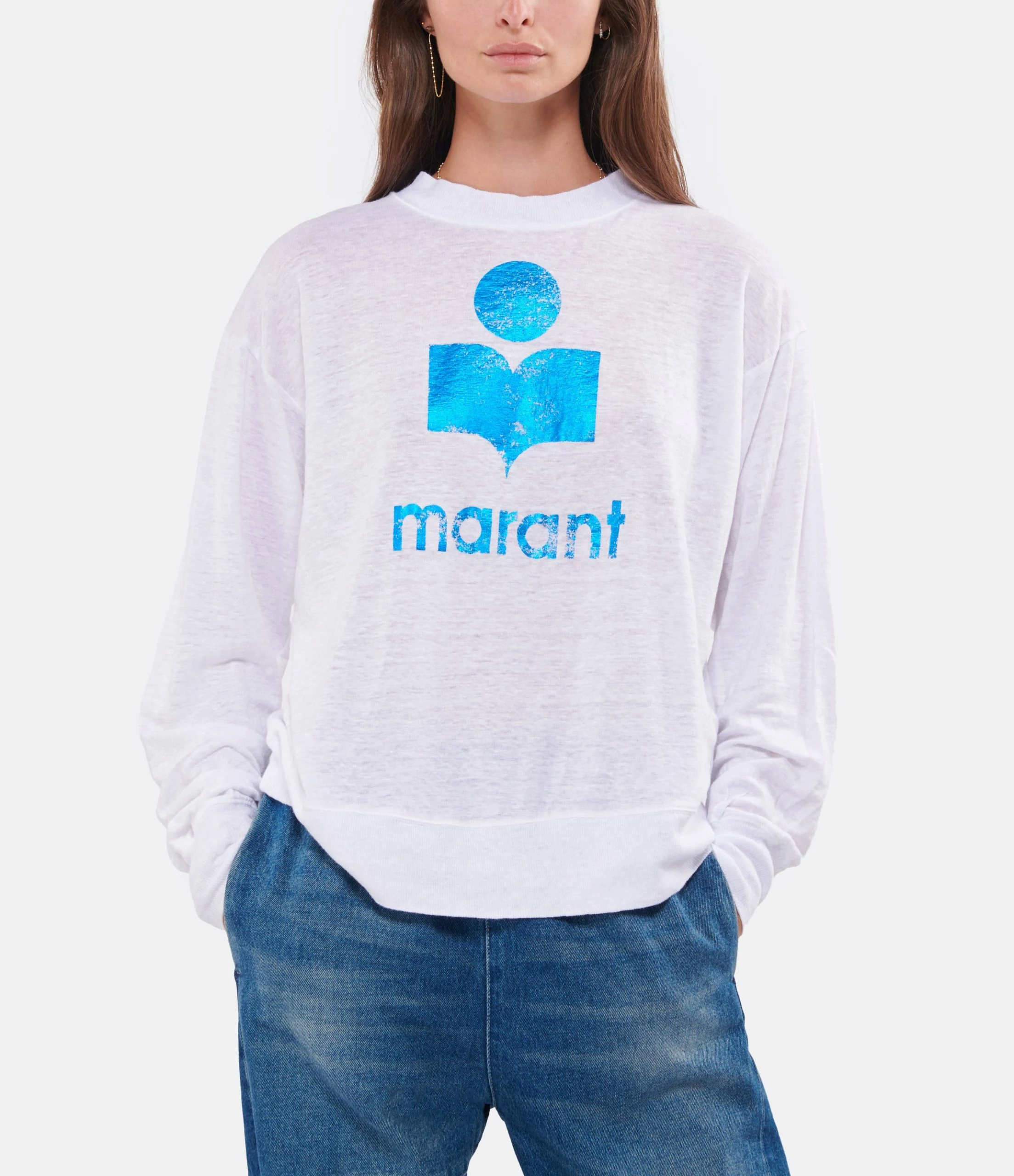 MARANT ÉTOILE Tee-shirt Klowia Lin Blanc Bleu – Image 3