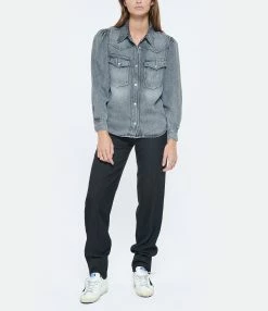 MARANT ÉTOILE Chemise Tahisse Coton Gris -Boutique de vente ZIMMERMANN imare look20220622 228
