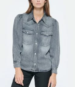 MARANT ÉTOILE Chemise Tahisse Coton Gris -Boutique de vente ZIMMERMANN imare look20220622 229